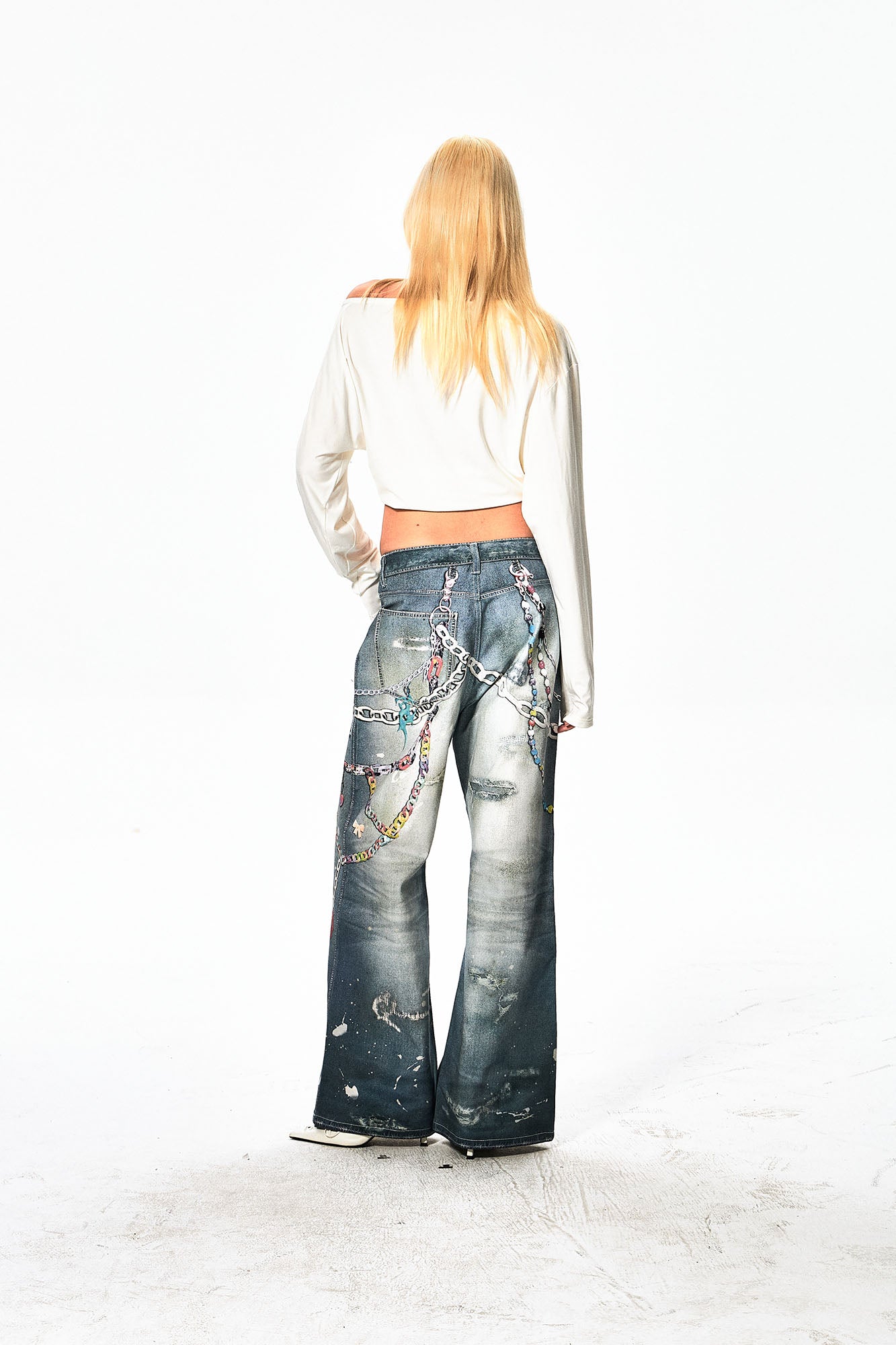 DND4DES Cartoon Chain Wide-Leg Jeans, premium urban and streetwear designers apparel on PROJECTISR.com, DND4DES