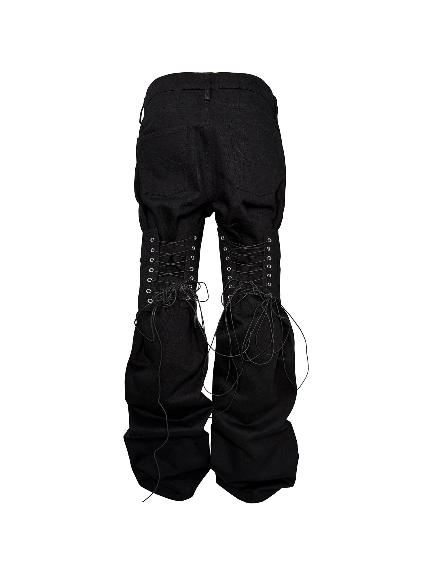 PCCVISION Lace-Up Zipper Flared Jeans, premium urban and streetwear designers apparel on PROJECTISR.com, PCCVISION