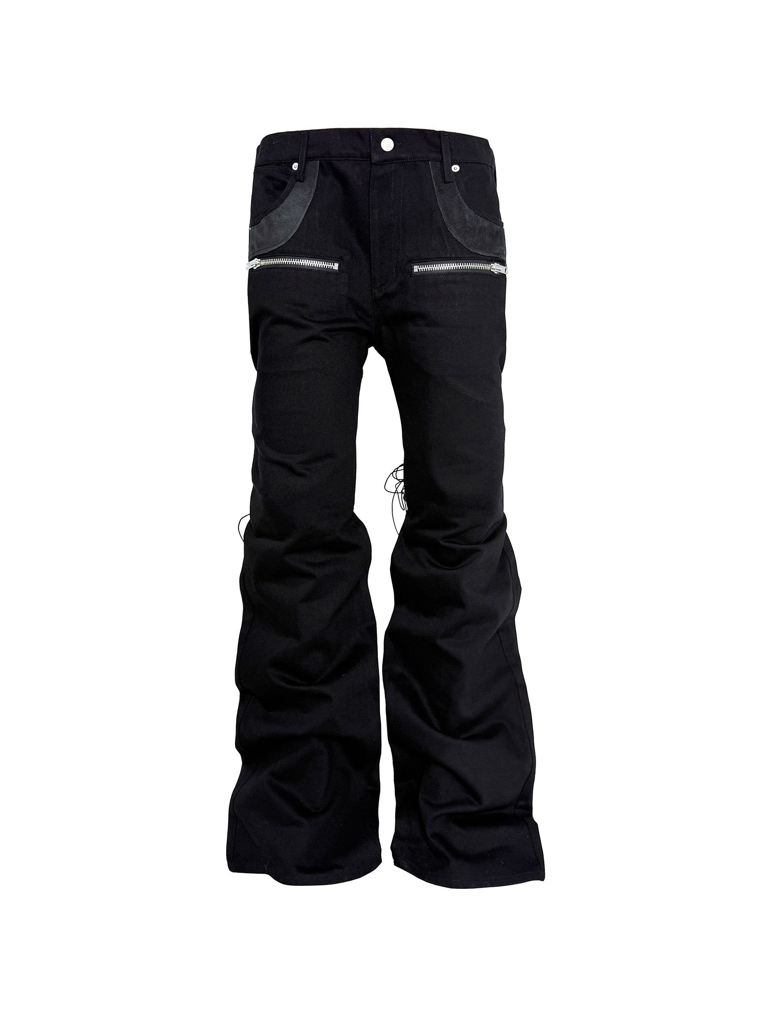 PCCVISION Lace-Up Zipper Flared Jeans, premium urban and streetwear designers apparel on PROJECTISR.com, PCCVISION