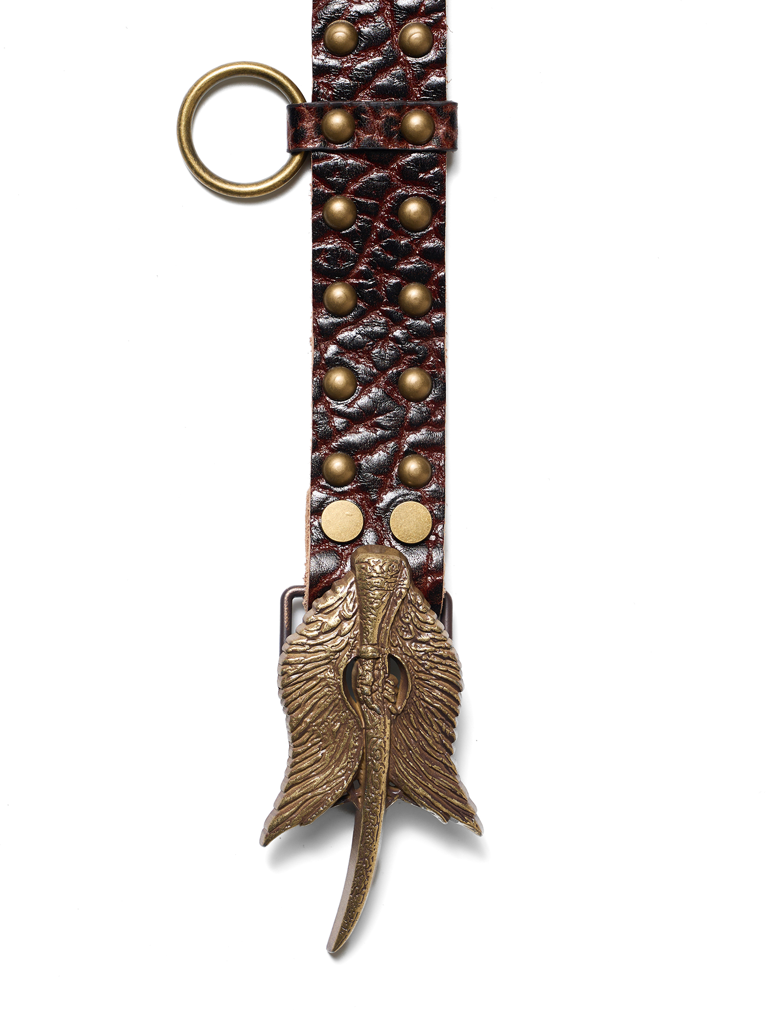 RICHILL Bronze Wing Emblem Cracked Leather Belt