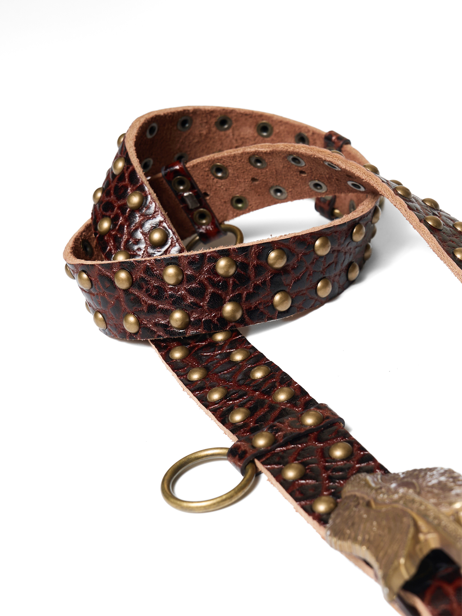 RICHILL Bronze Wing Emblem Cracked Leather Belt
