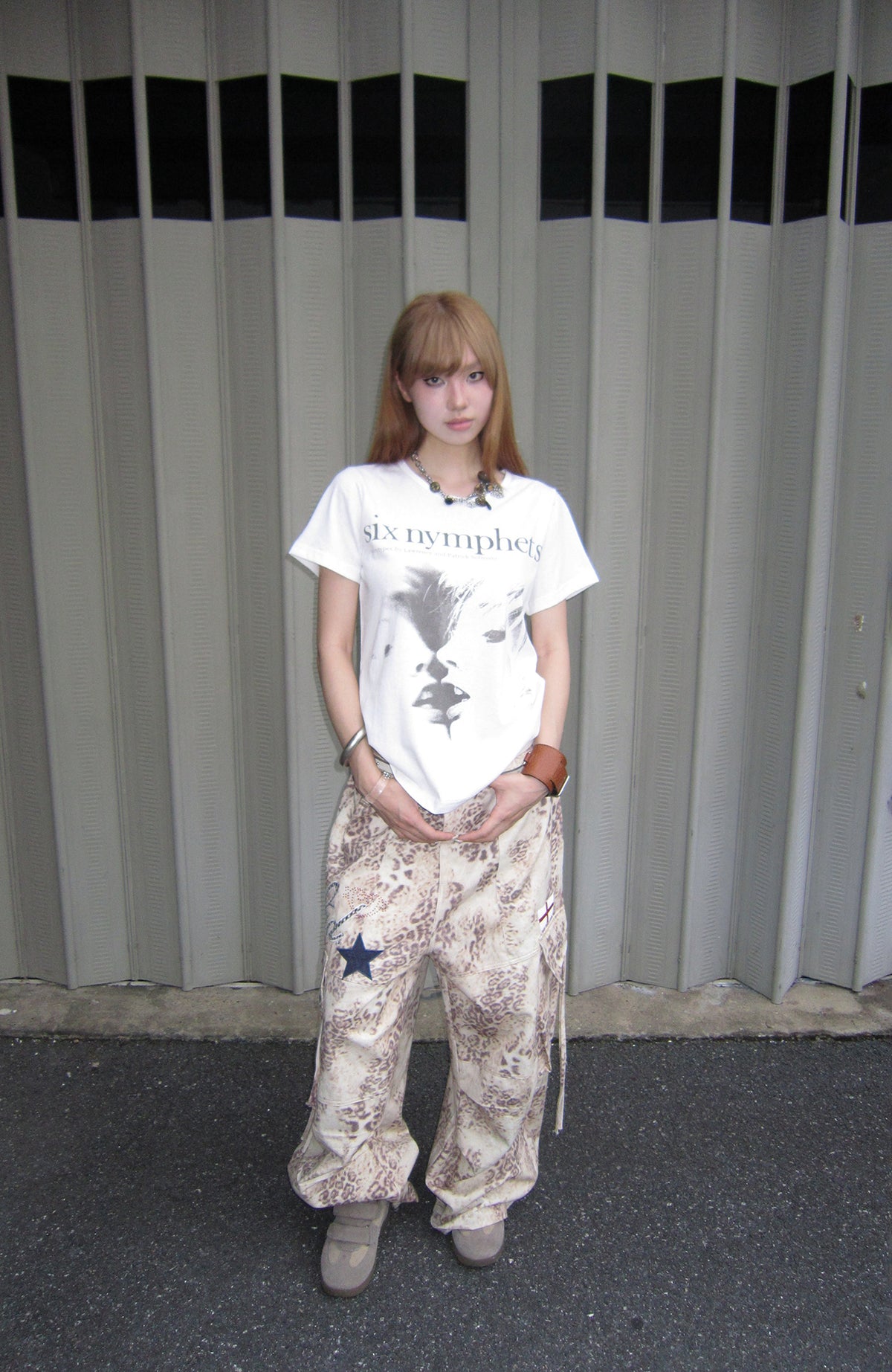 SADSOUP Leopard Star Patched Wide-Leg Pants