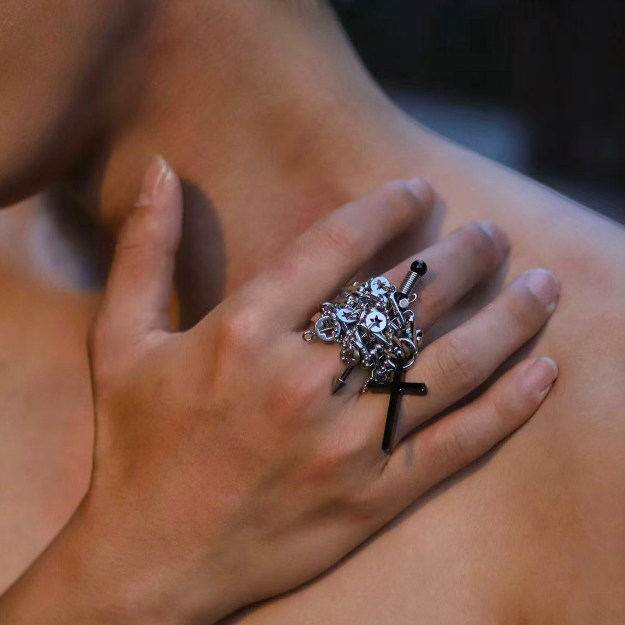 NUNKNOTX Handmade Gothic Cross Ring