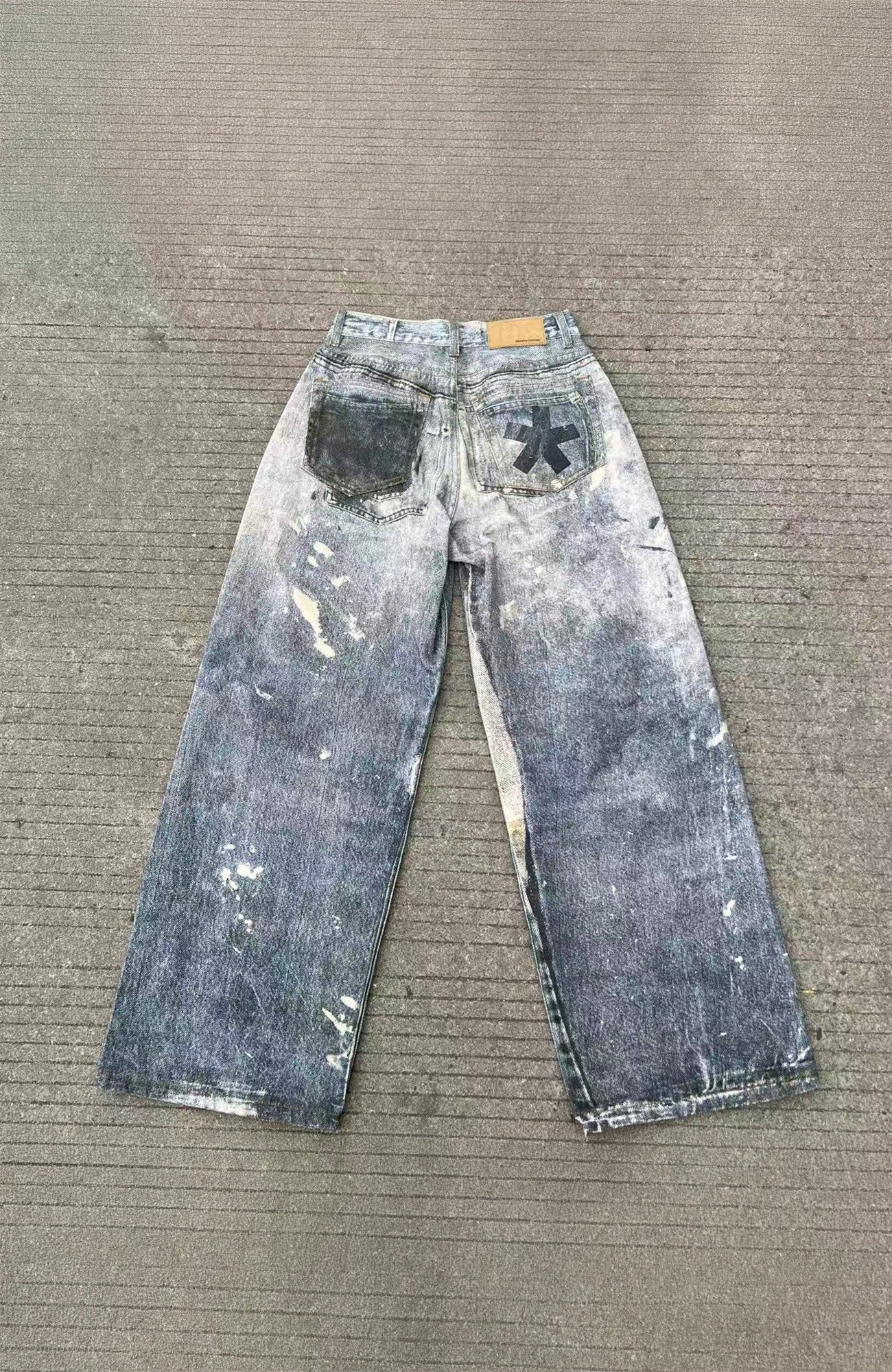 YIZILINGF Cross Graphic Oversized Jeans