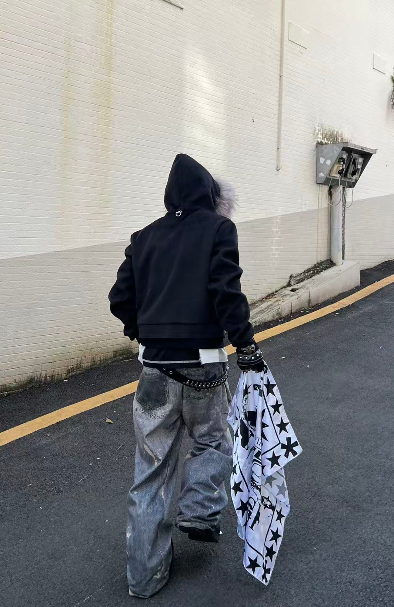YIZILINGF Cross Graphic Oversized Jeans