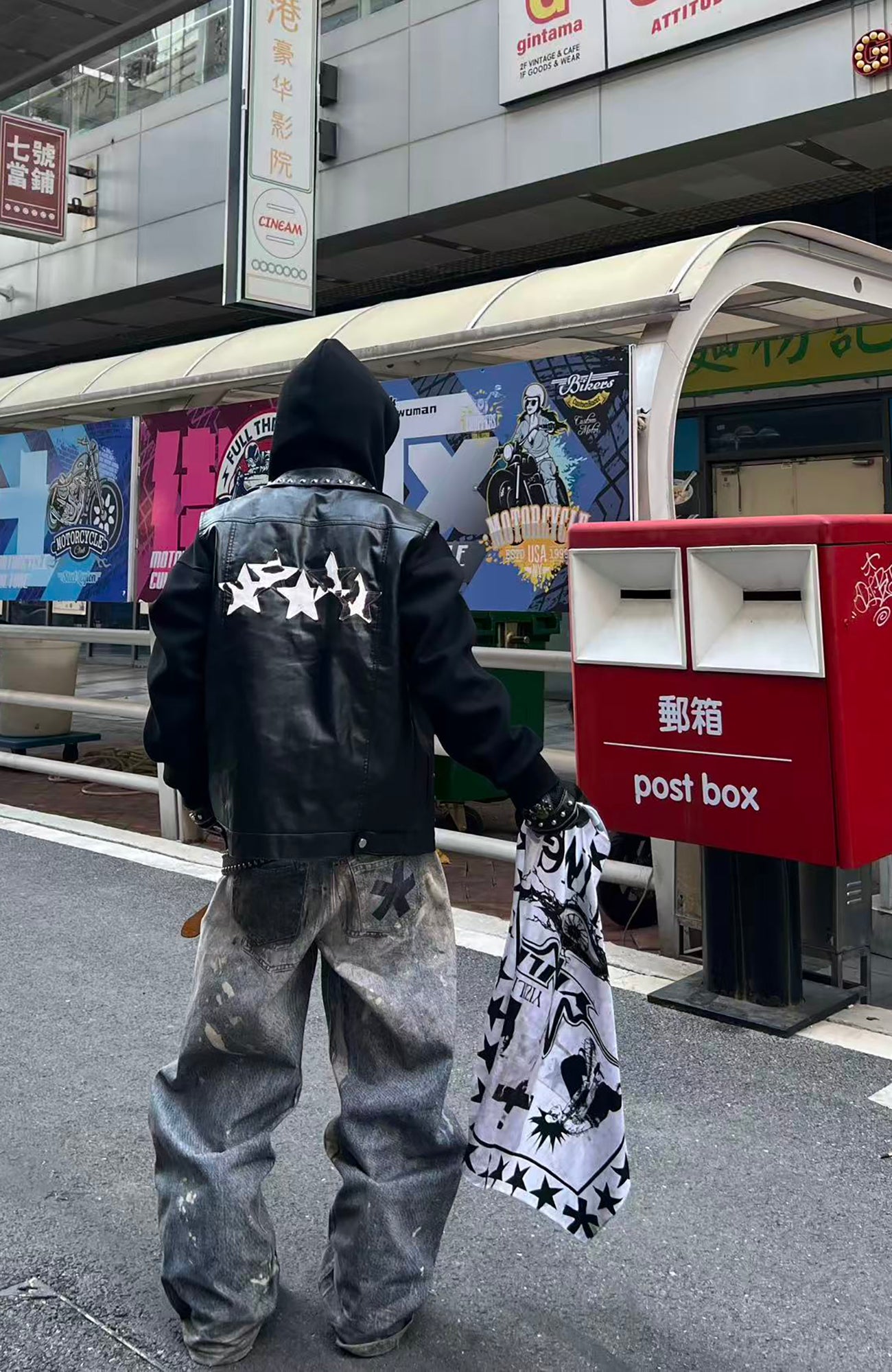 YIZILINGF Cross Graphic Oversized Jeans
