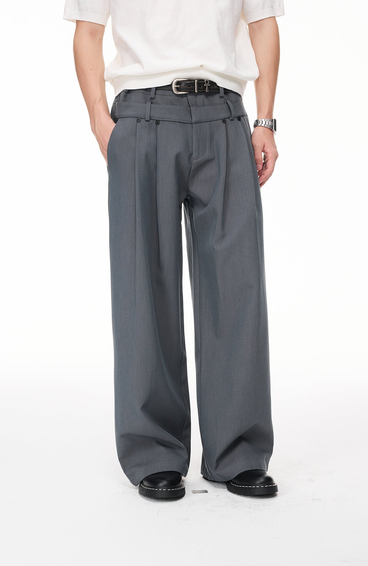 BOTANICA Double-Pleat Wide-Leg Trousers