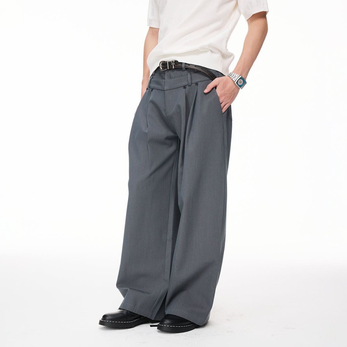 BOTANICA Double-Pleat Wide-Leg Trousers