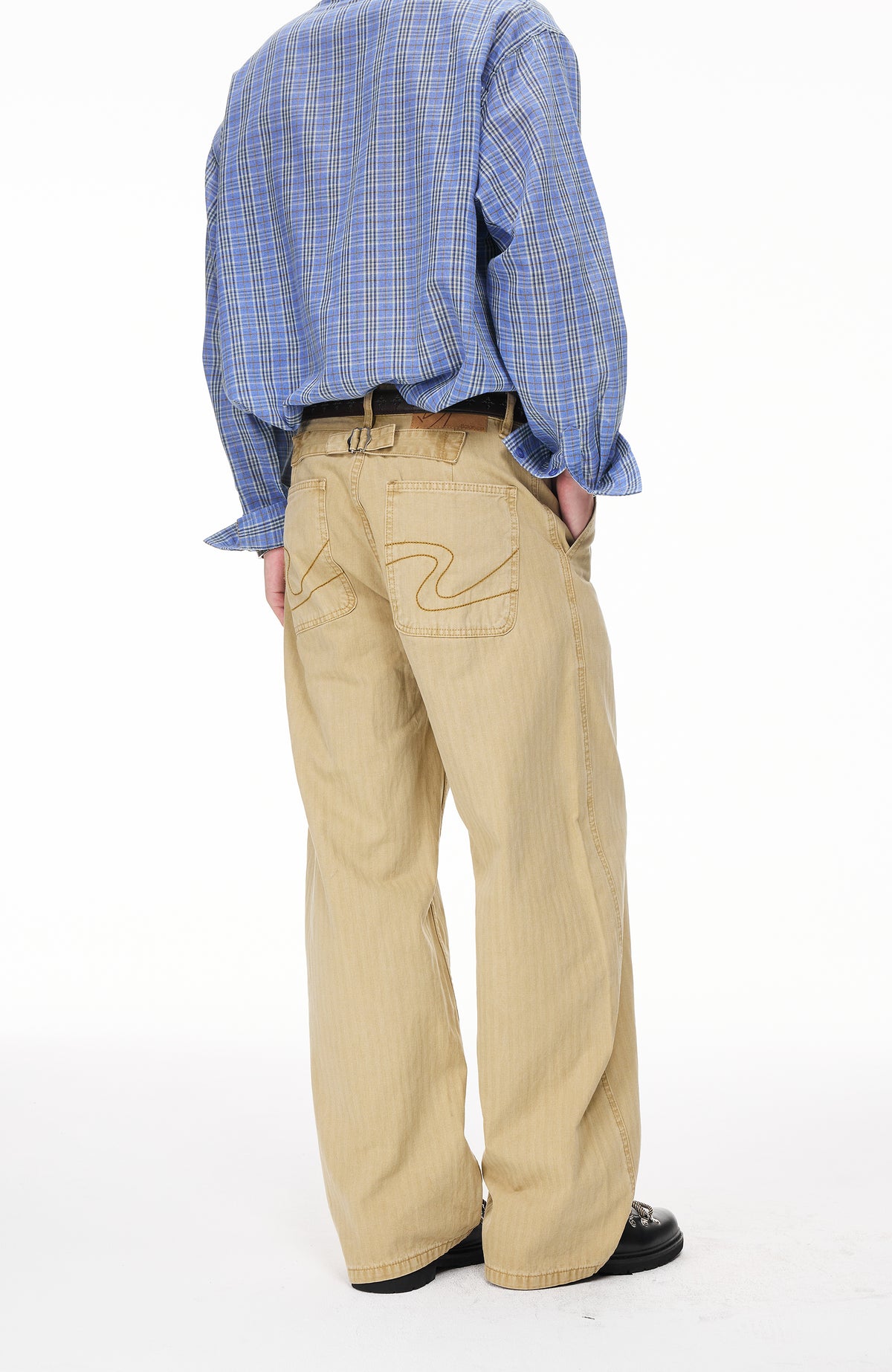 BOTANICA Retro Herringbone Slim Cotton Trousers