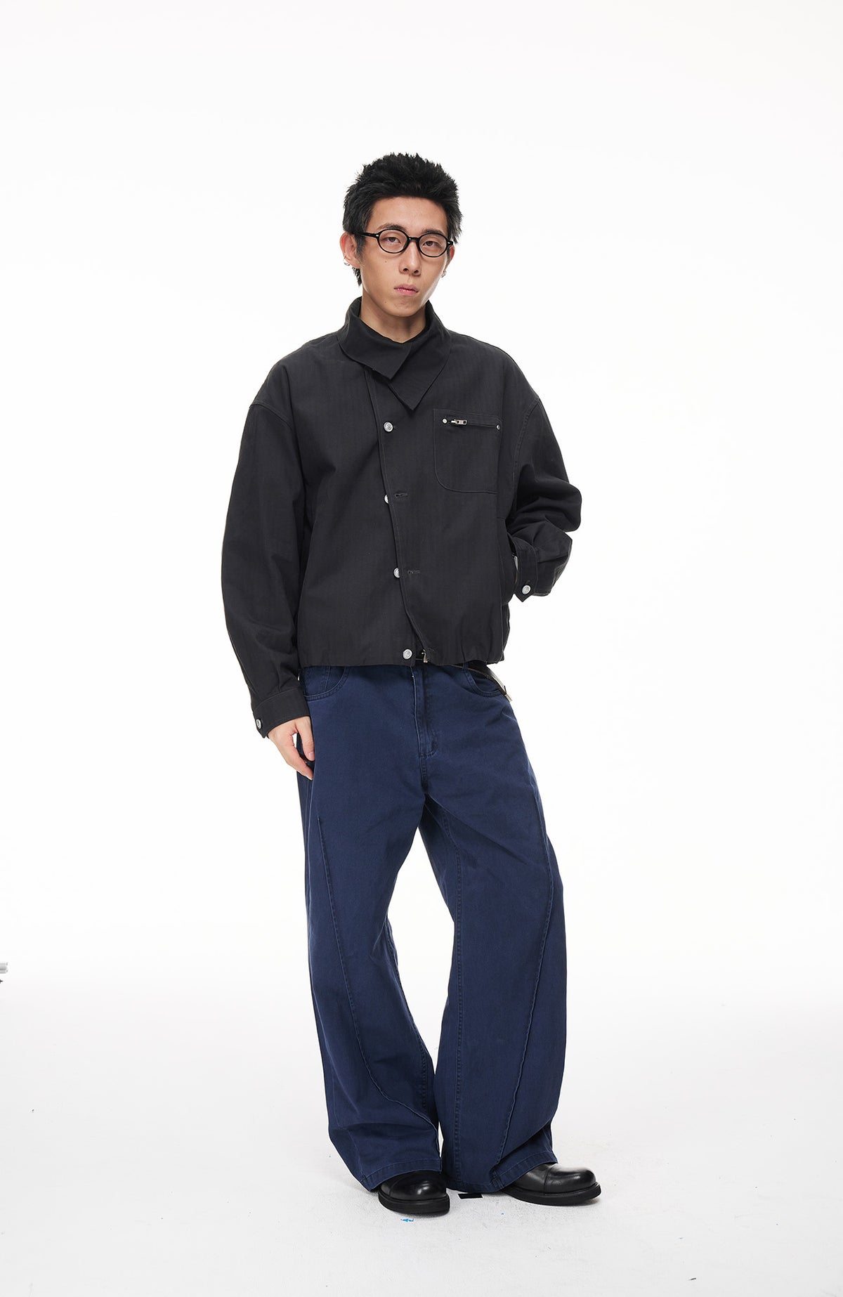 BOTANICA Retro Washed Pleated Straight-Leg Jeans