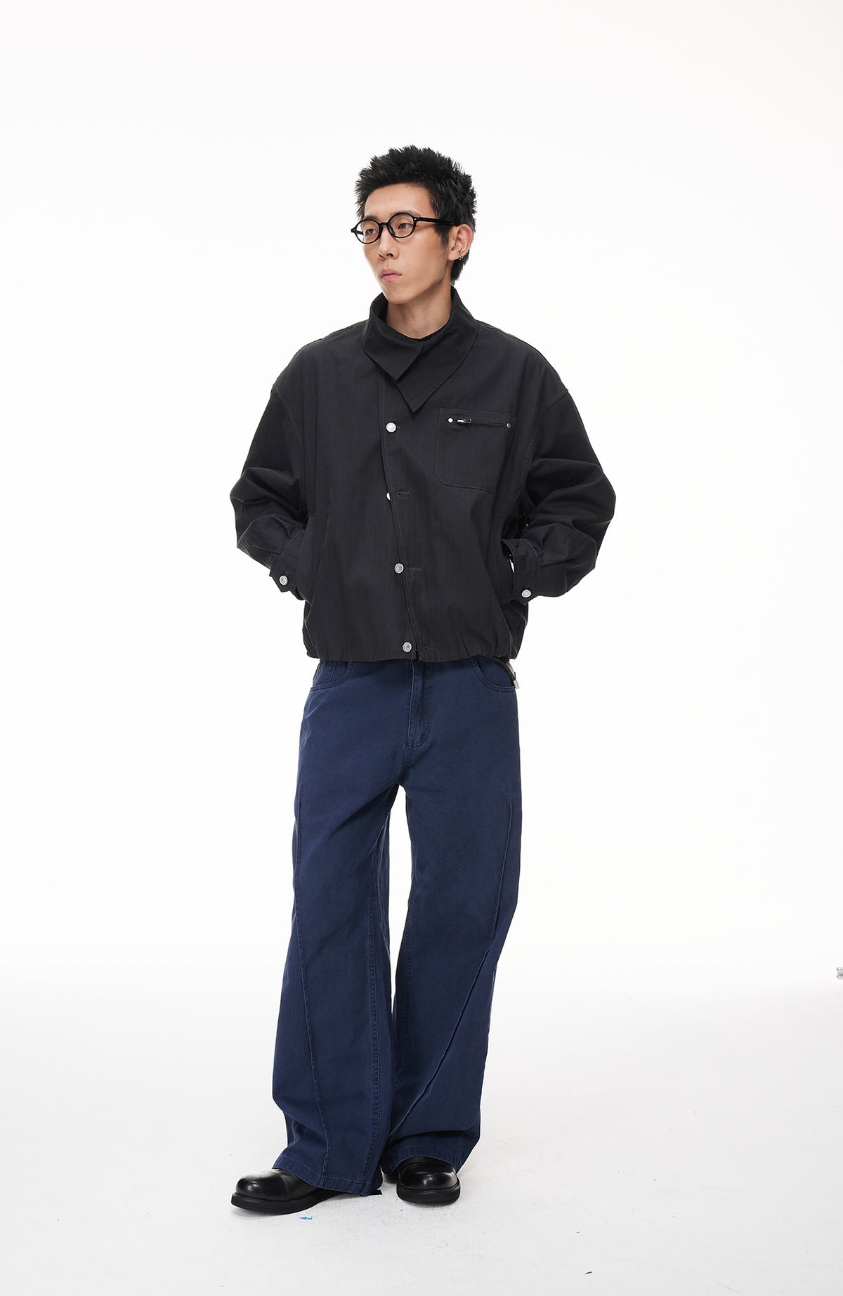 BOTANICA Retro Washed Pleated Straight-Leg Jeans