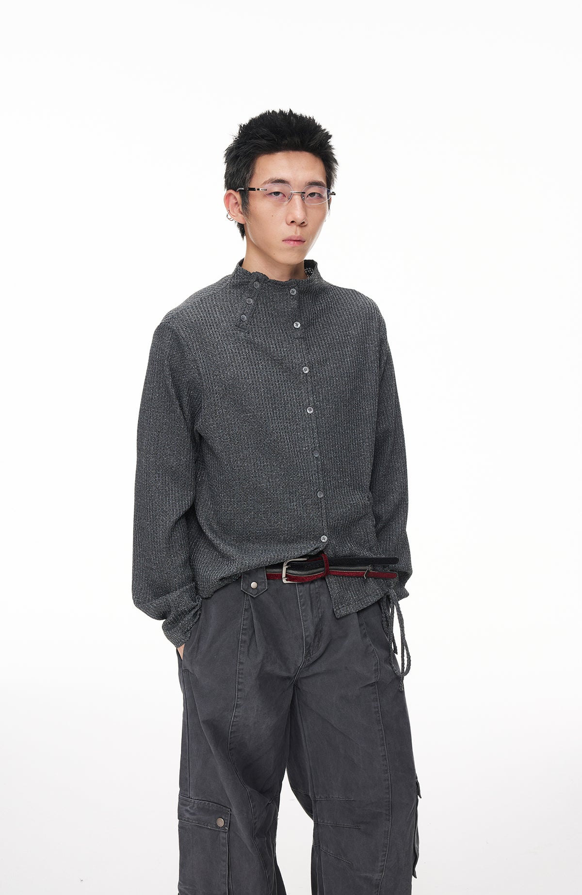 BOTANICA Drawstring Mock-Neck Long-Sleeve Tee