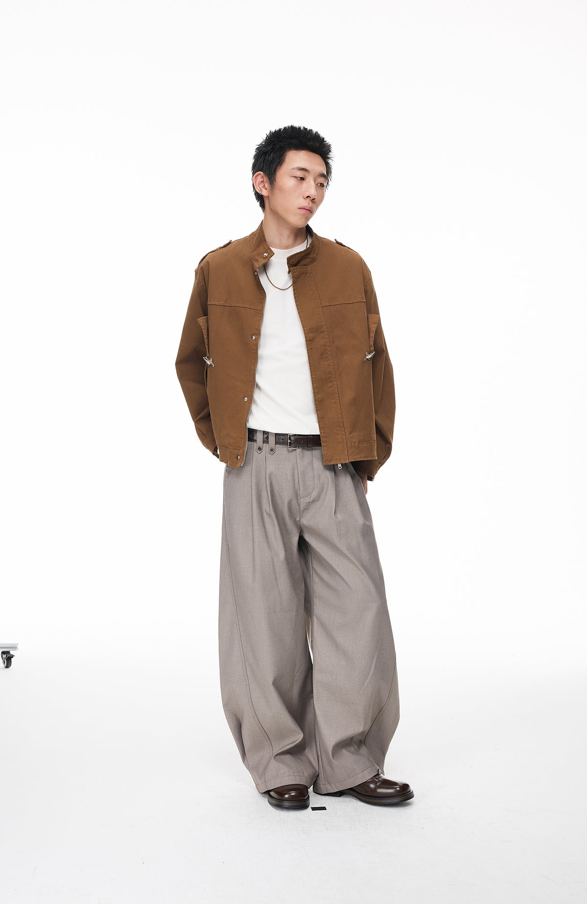 BOTANICA Pleated Curved-Leg Trousers