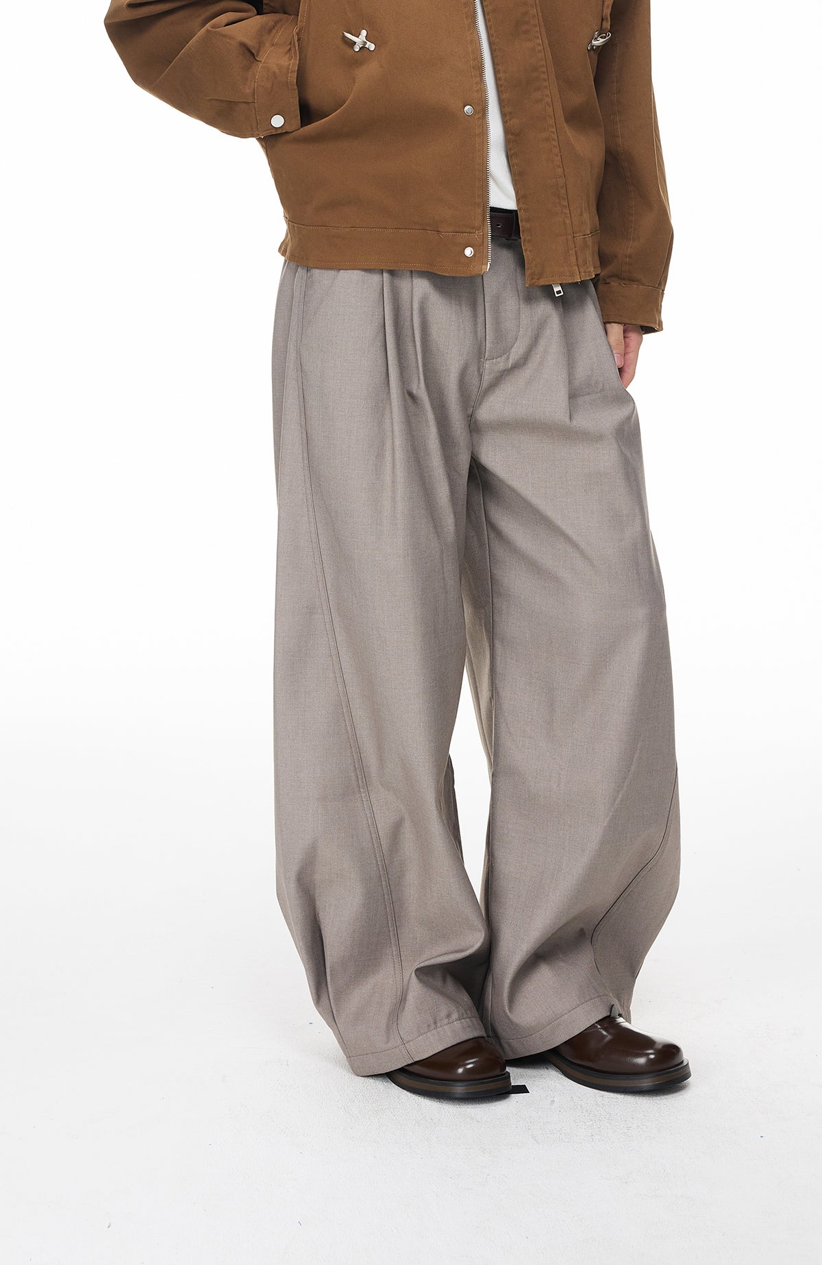 BOTANICA Pleated Curved-Leg Trousers