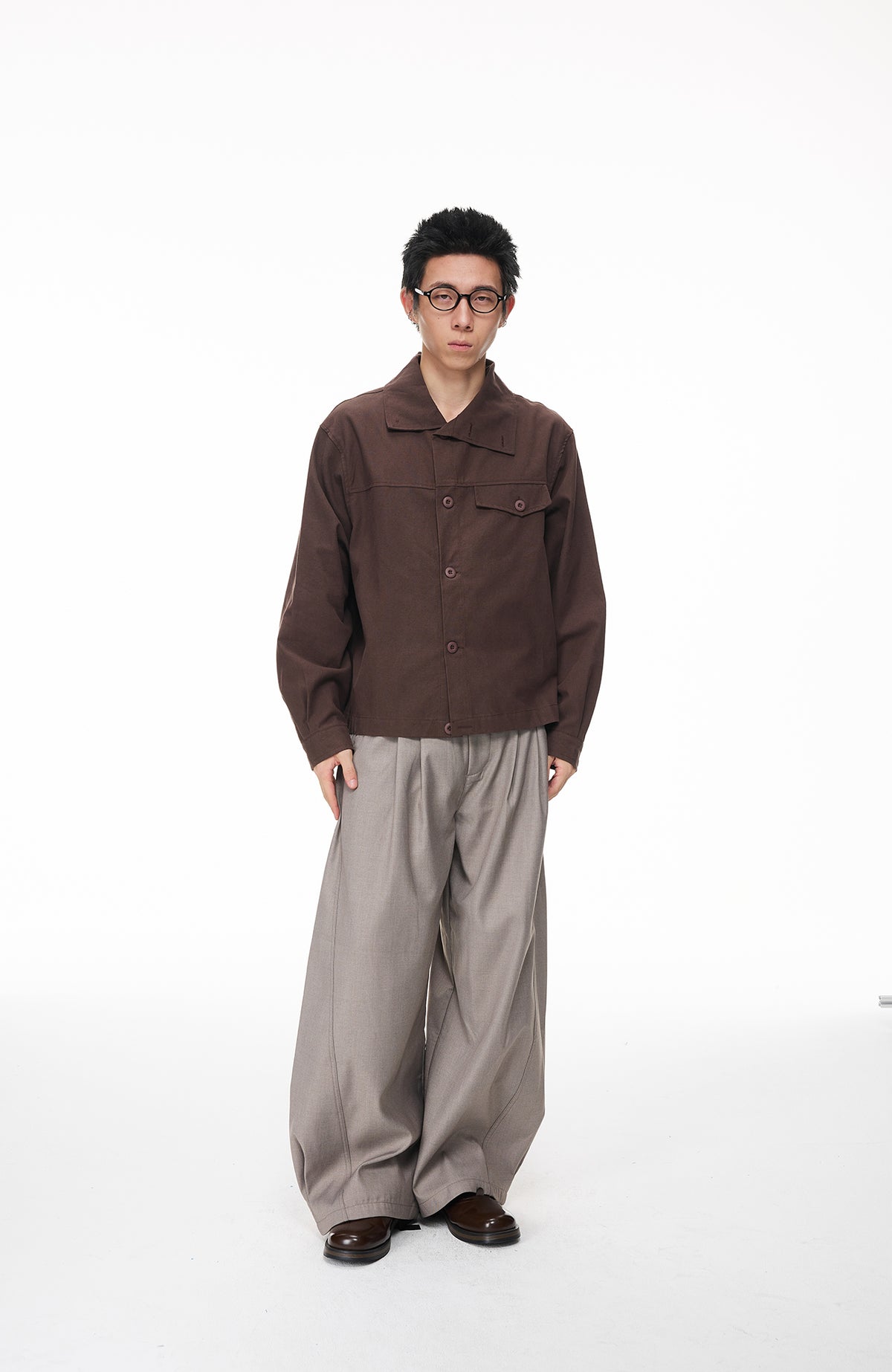 BOTANICA Deconstructed Asymmetric Placket Long-Sleeve Shirt
