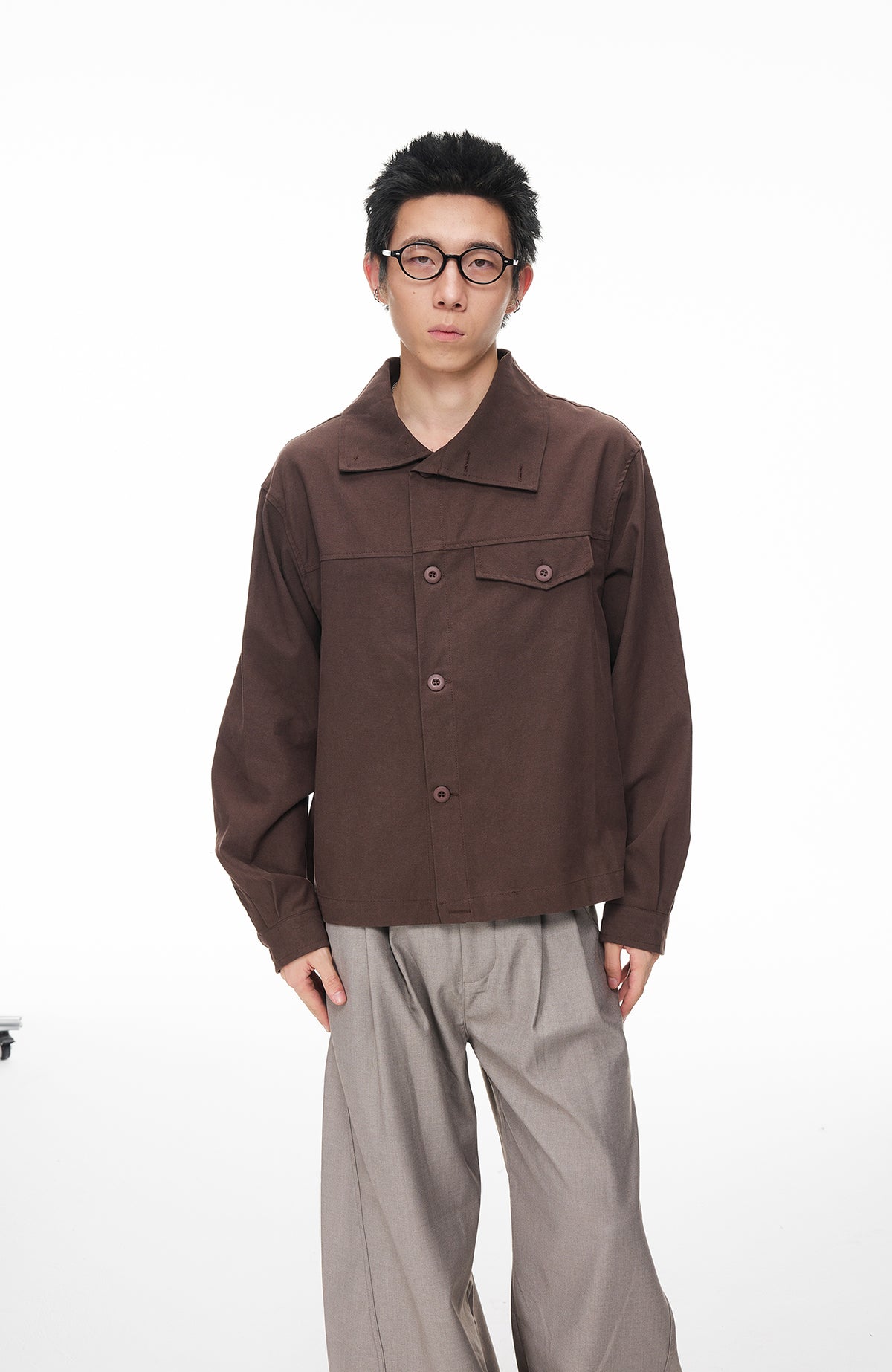 BOTANICA Deconstructed Asymmetric Placket Long-Sleeve Shirt