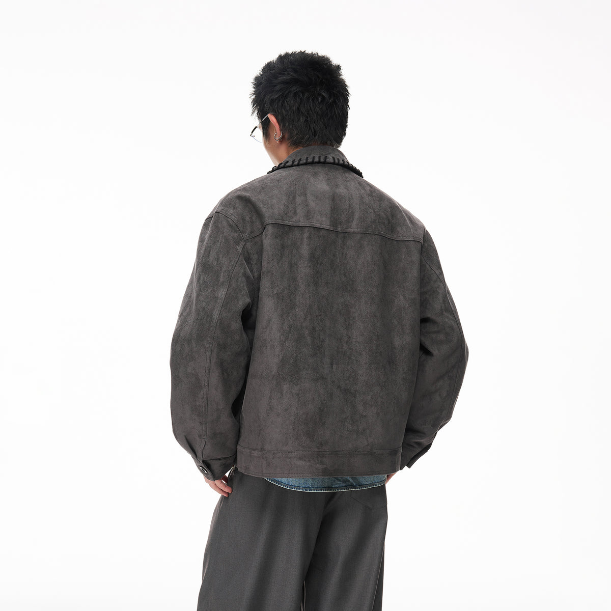 BOTANICA Retro Faux Suede Flap-Pocket Biker Jacket