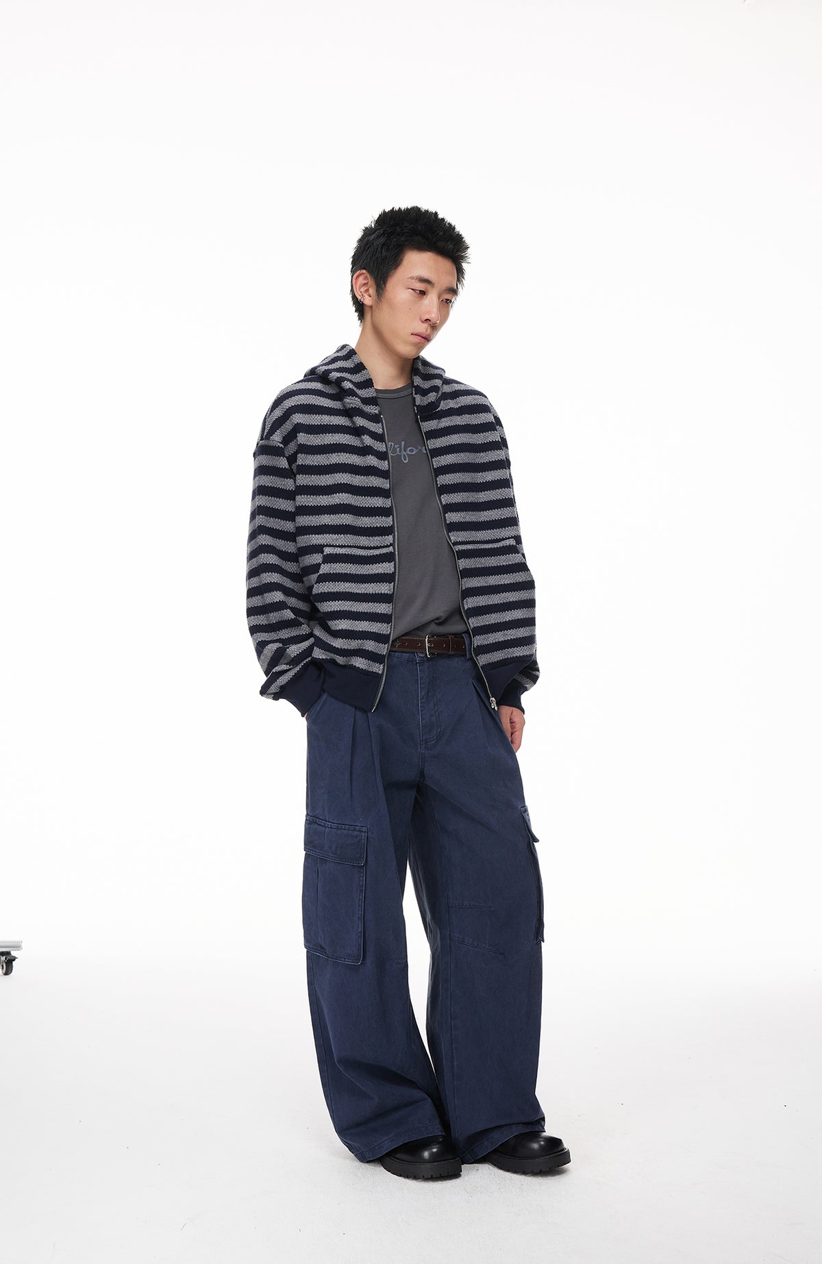 BOTANICA Washed Double-Pleat Multi-Pocket Wide-Leg Pants