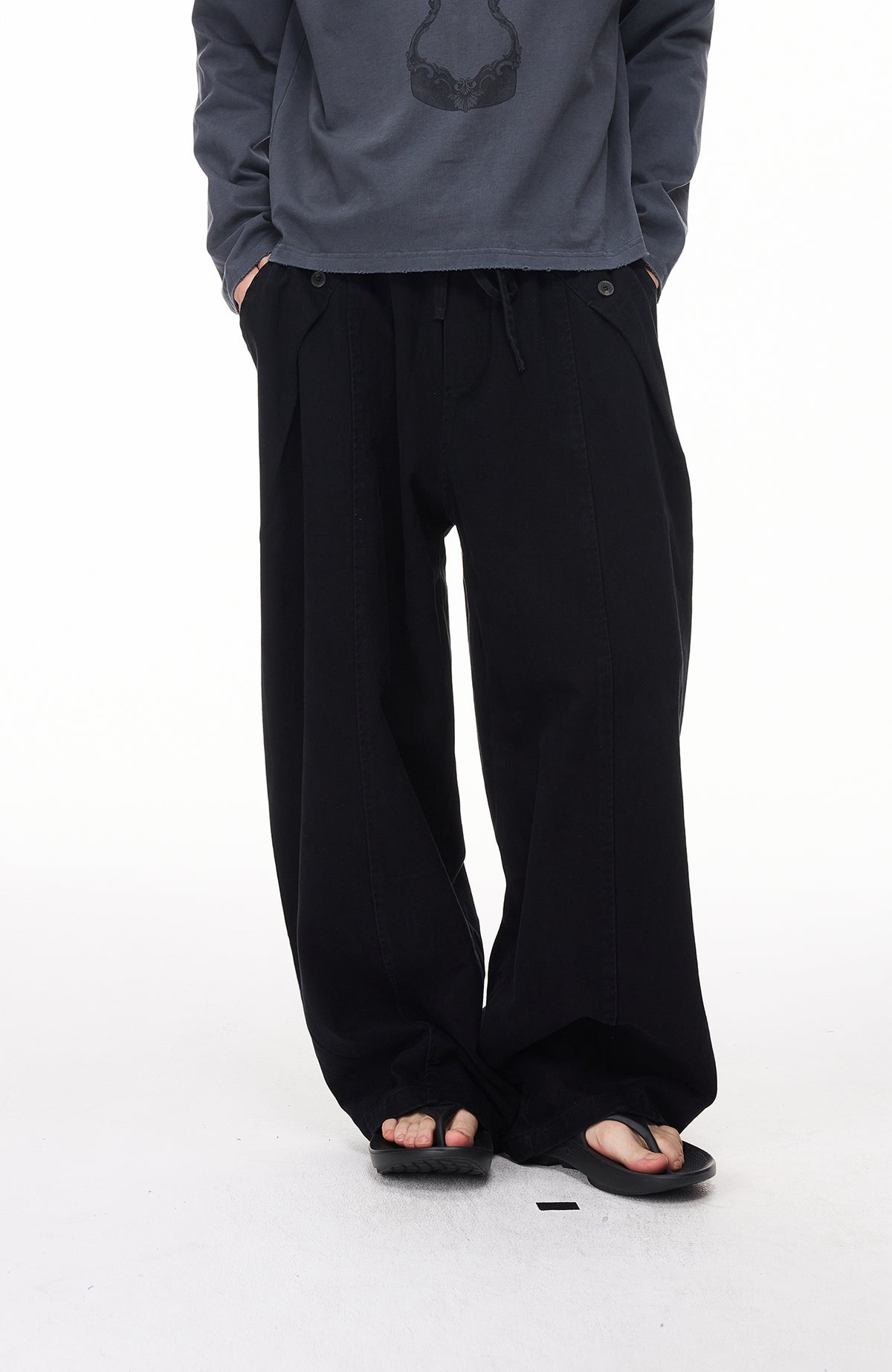 BOTANICA Washed Pleated Wide-Leg Pants