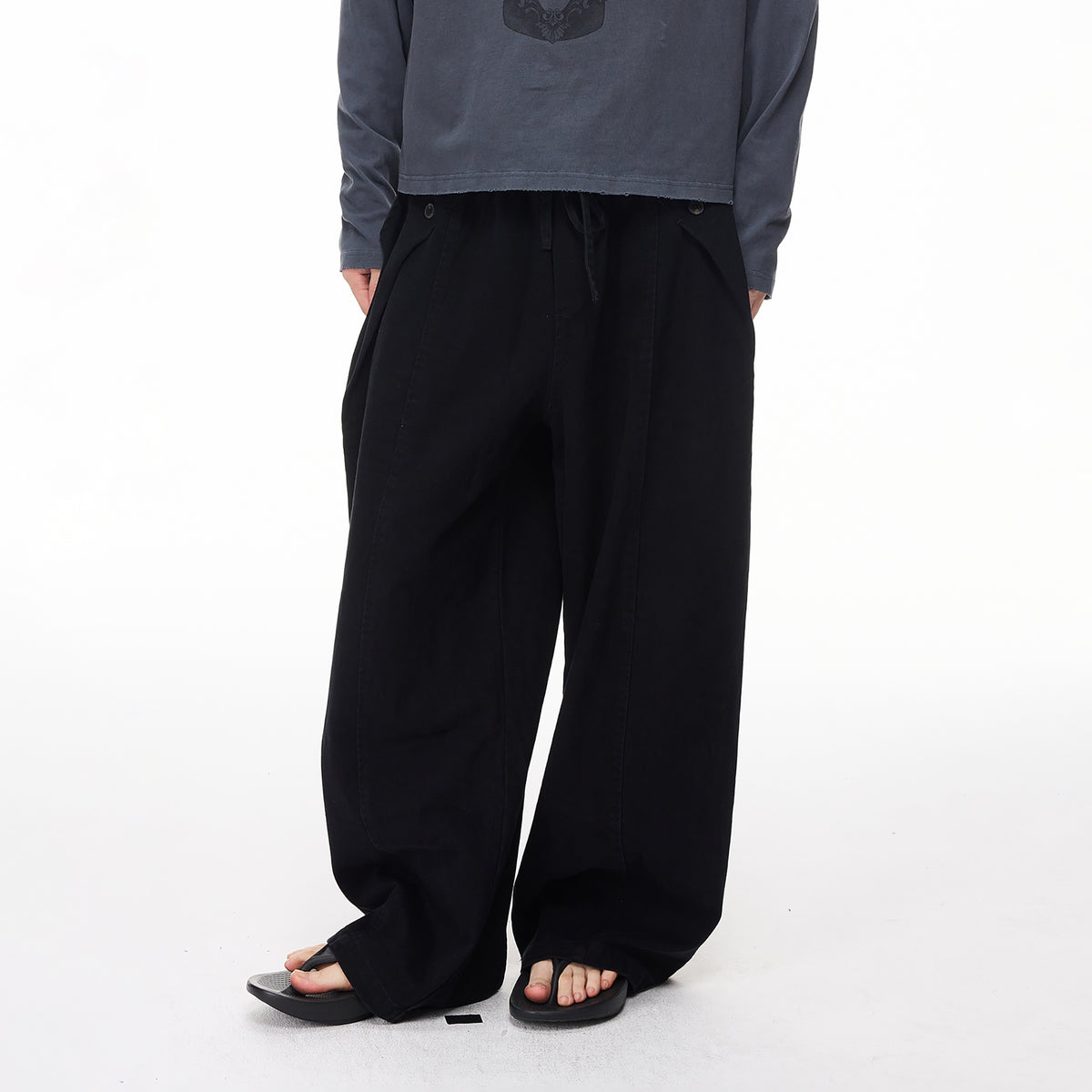BOTANICA Washed Pleated Wide-Leg Pants