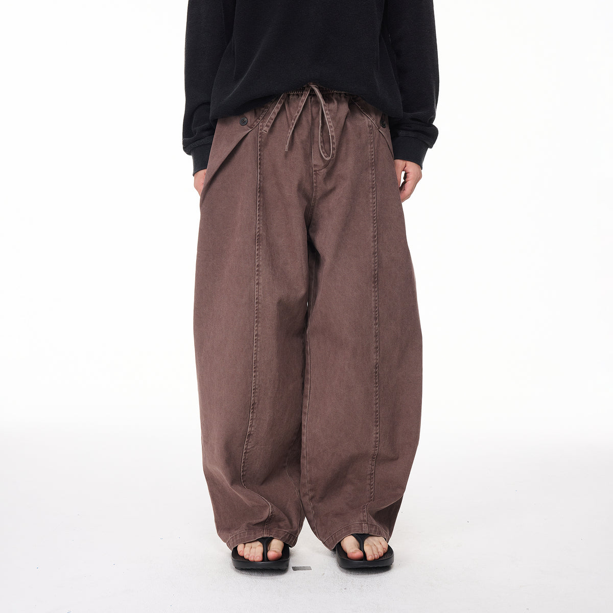 BOTANICA Washed Pleated Wide-Leg Pants