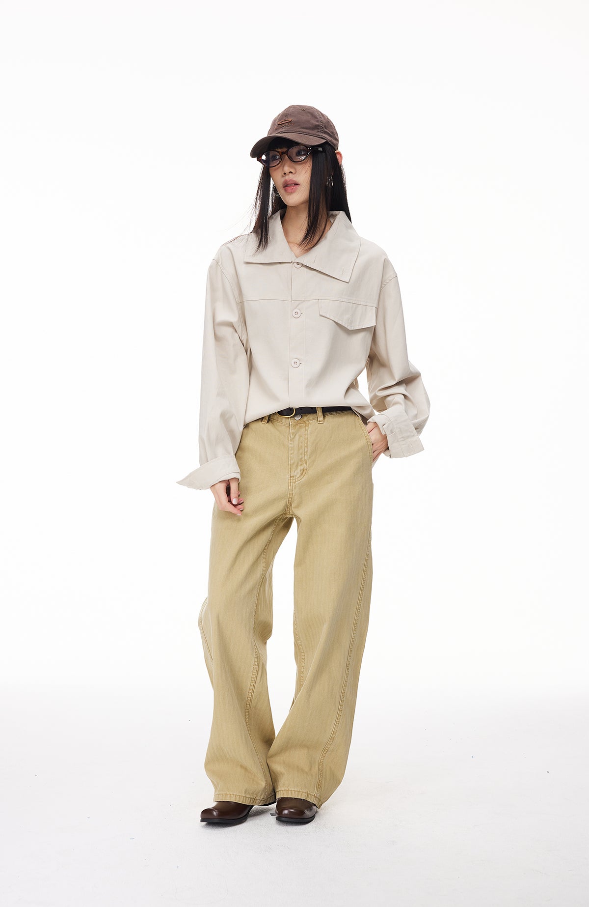 BOTANICA Deconstructed Asymmetric Placket Long-Sleeve Shirt