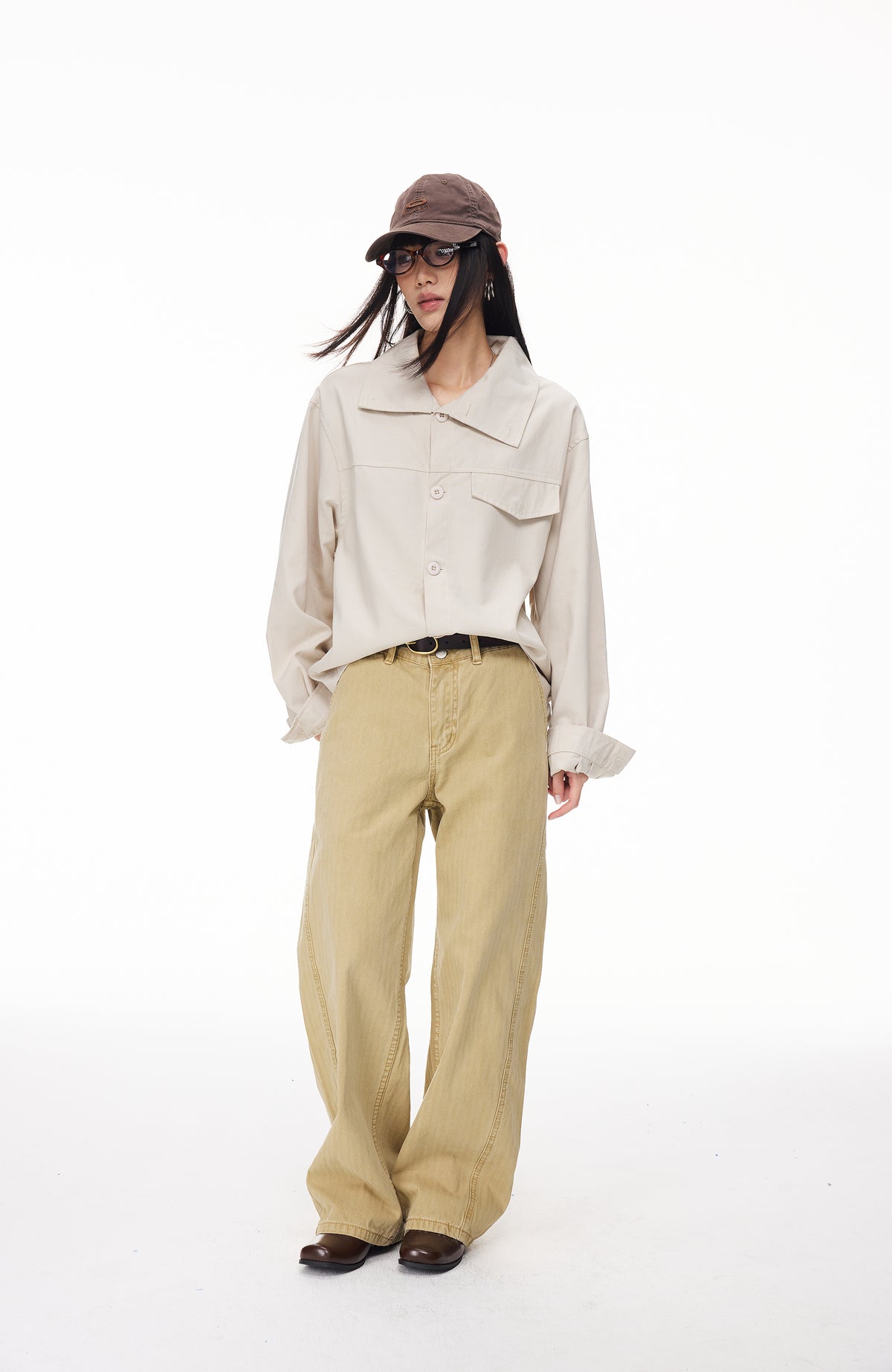BOTANICA Retro Herringbone Slim Cotton Trousers