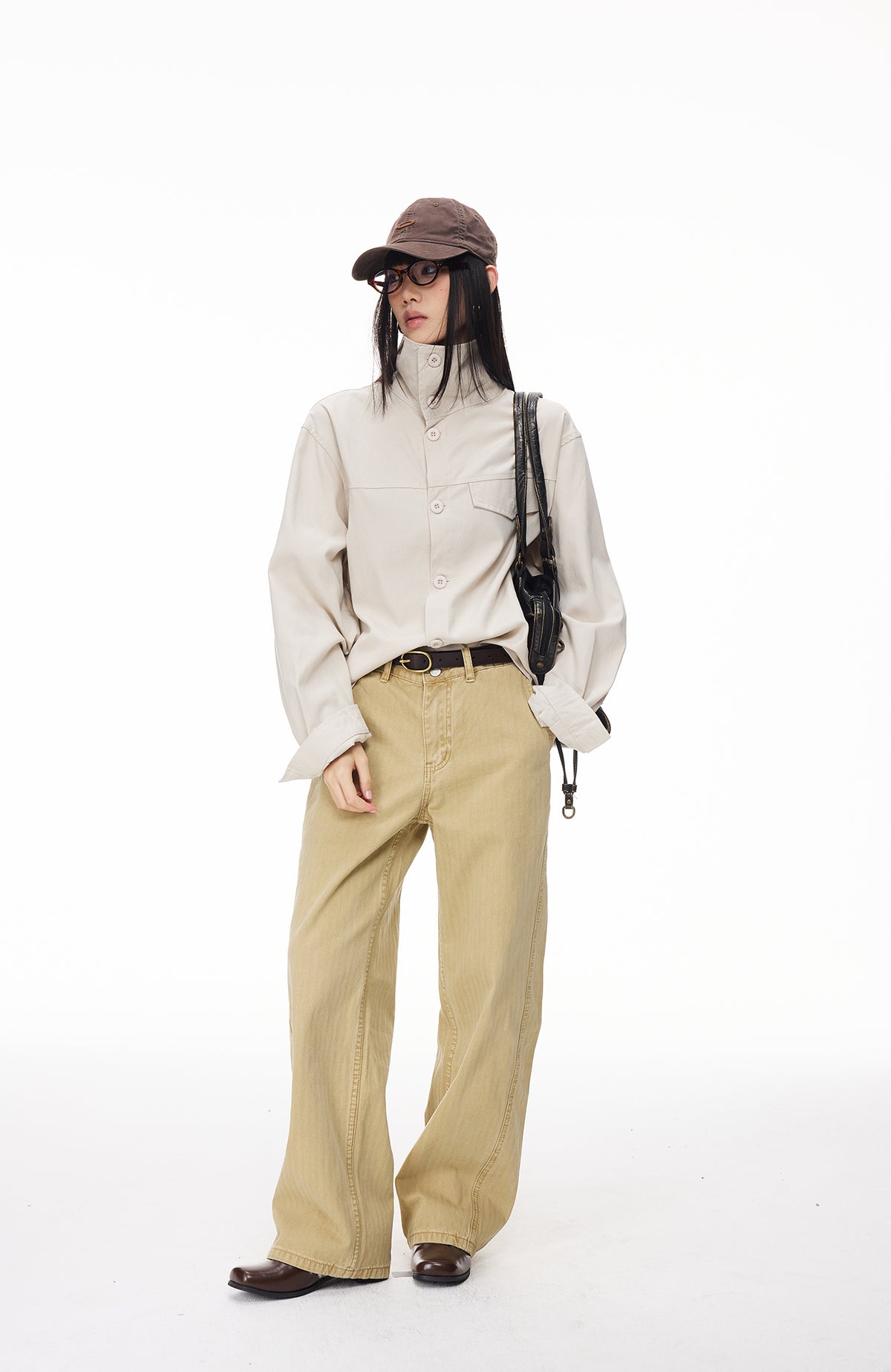 BOTANICA Deconstructed Asymmetric Placket Long-Sleeve Shirt