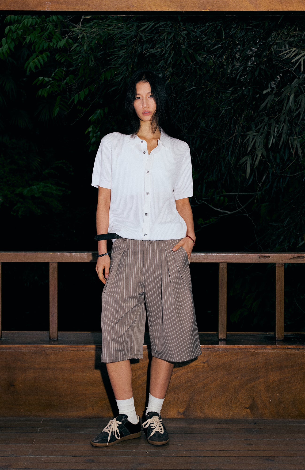 KREATE Pinstripe Pleated Suit Shorts, premium urban and streetwear designers apparel on PROJECTISR.com, KREATE