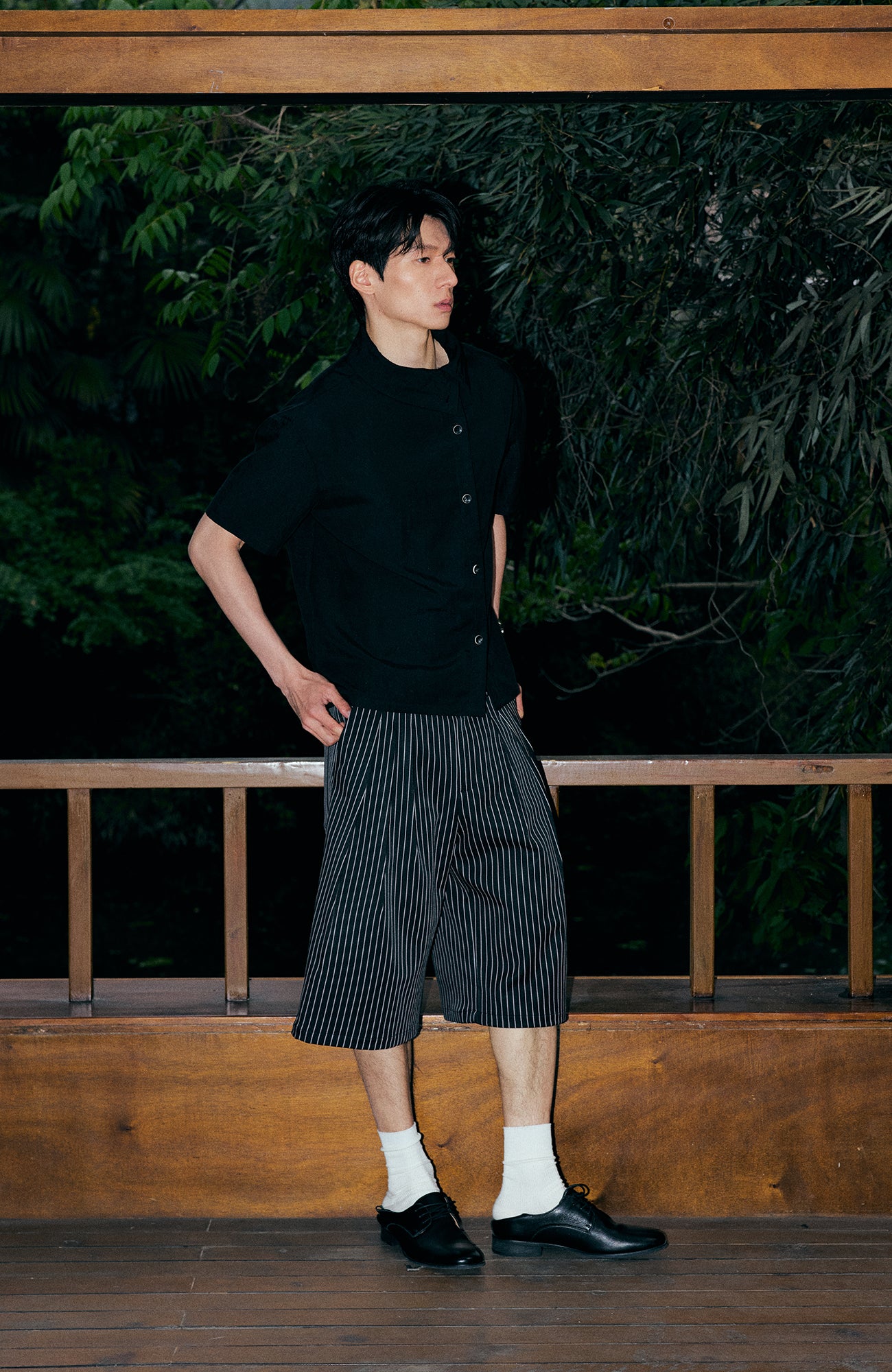 KREATE Pinstripe Pleated Suit Shorts, premium urban and streetwear designers apparel on PROJECTISR.com, KREATE