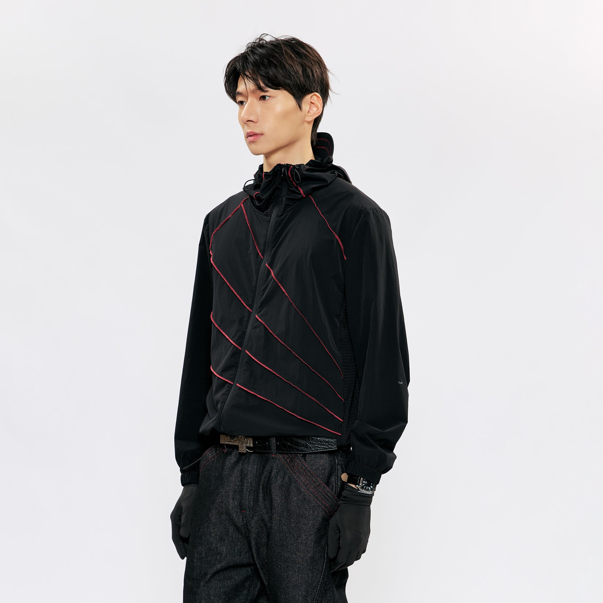 KREATE Asymmetrical Zip-Up UV Hooded Jacket, premium urban and streetwear designers apparel on PROJECTISR.com, KREATE