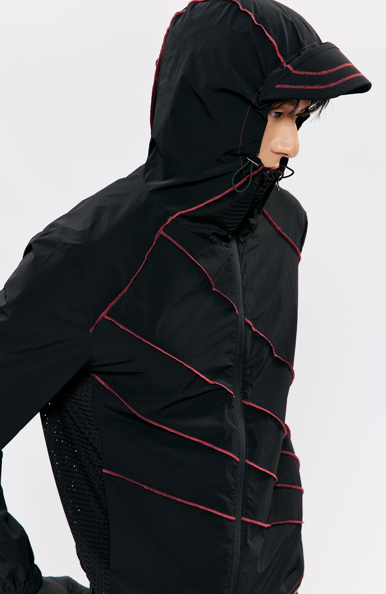 KREATE Asymmetrical Zip-Up UV Hooded Jacket, premium urban and streetwear designers apparel on PROJECTISR.com, KREATE