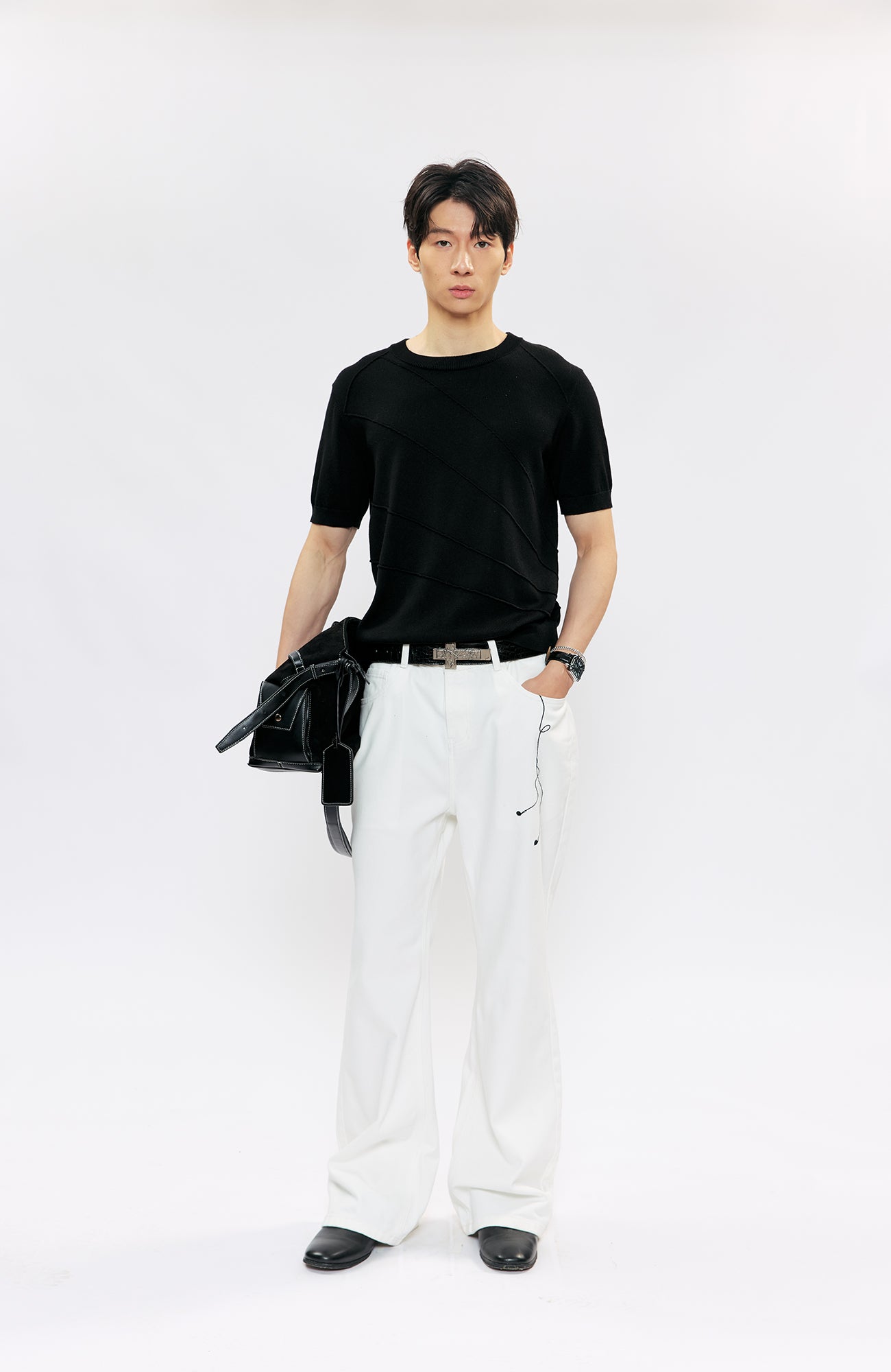 KREATE Music-Note Embroidered Flared Jeans, premium urban and streetwear designers apparel on PROJECTISR.com, KREATE