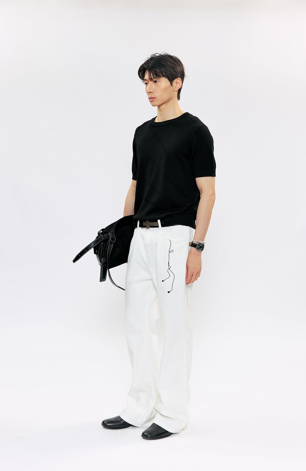 KREATE Music-Note Embroidered Flared Jeans, premium urban and streetwear designers apparel on PROJECTISR.com, KREATE