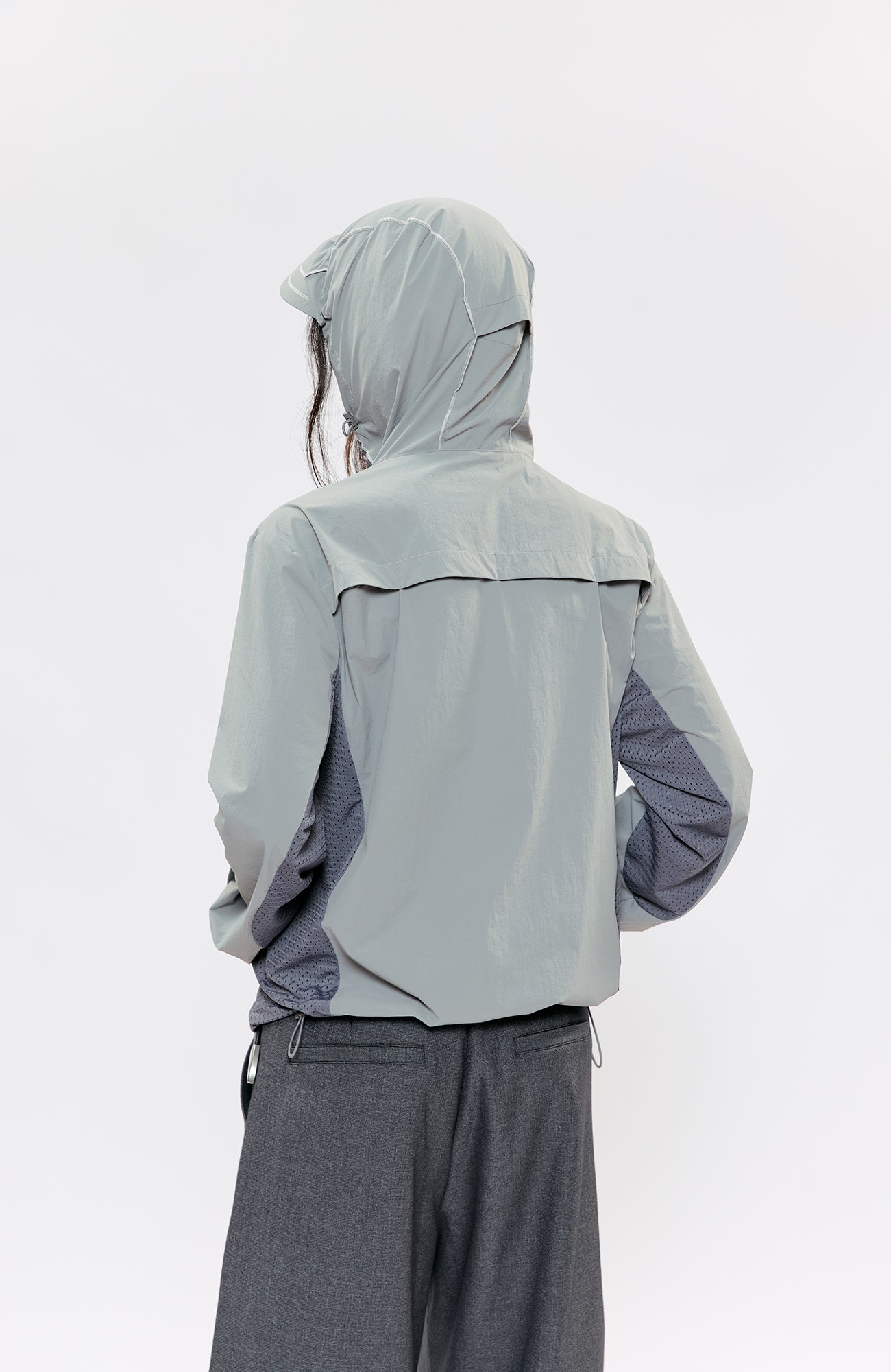 KREATE Asymmetrical Zip-Up UV Hooded Jacket, premium urban and streetwear designers apparel on PROJECTISR.com, KREATE