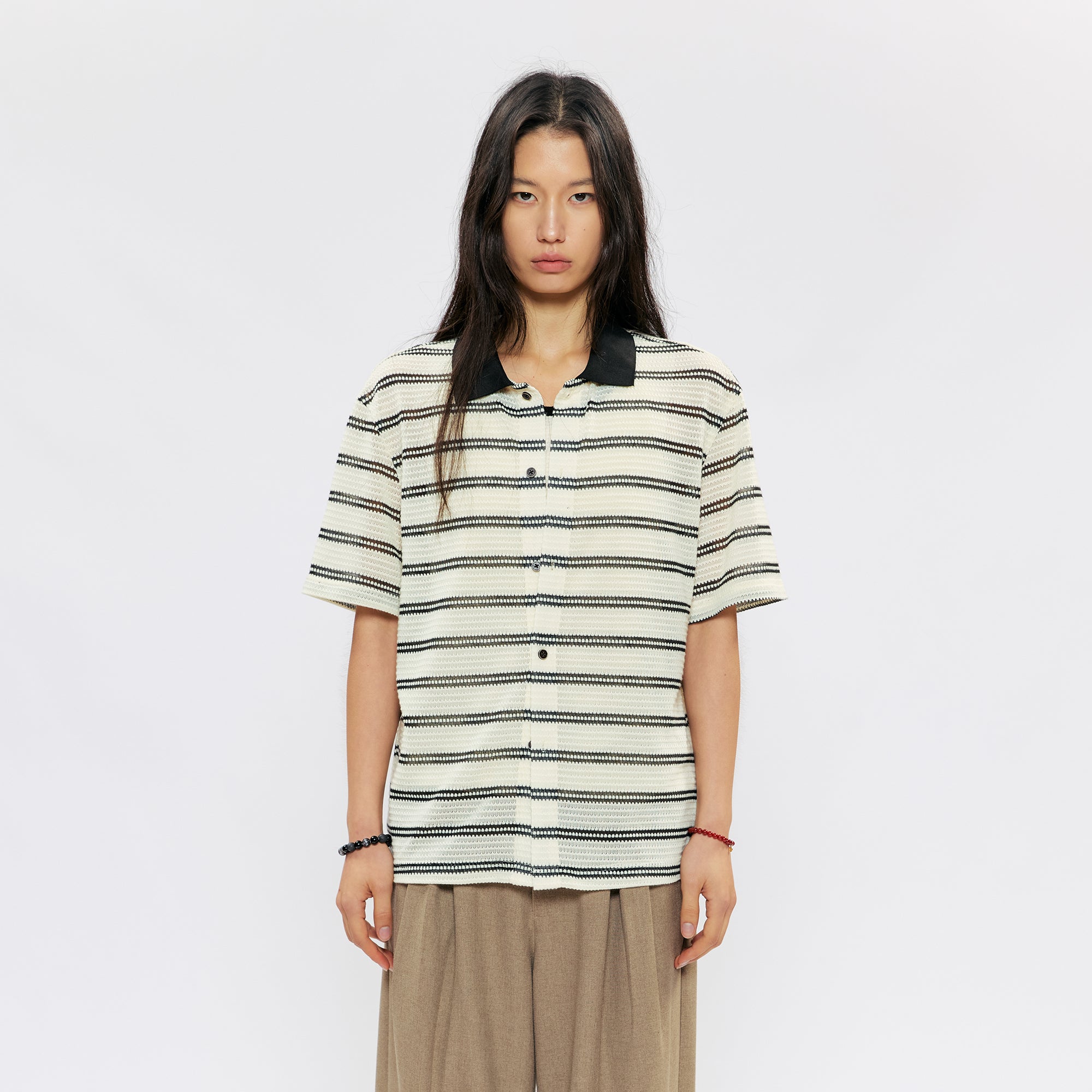 KREATE Stripe Knit Half Shirt, premium urban and streetwear designers apparel on PROJECTISR.com, KREATE