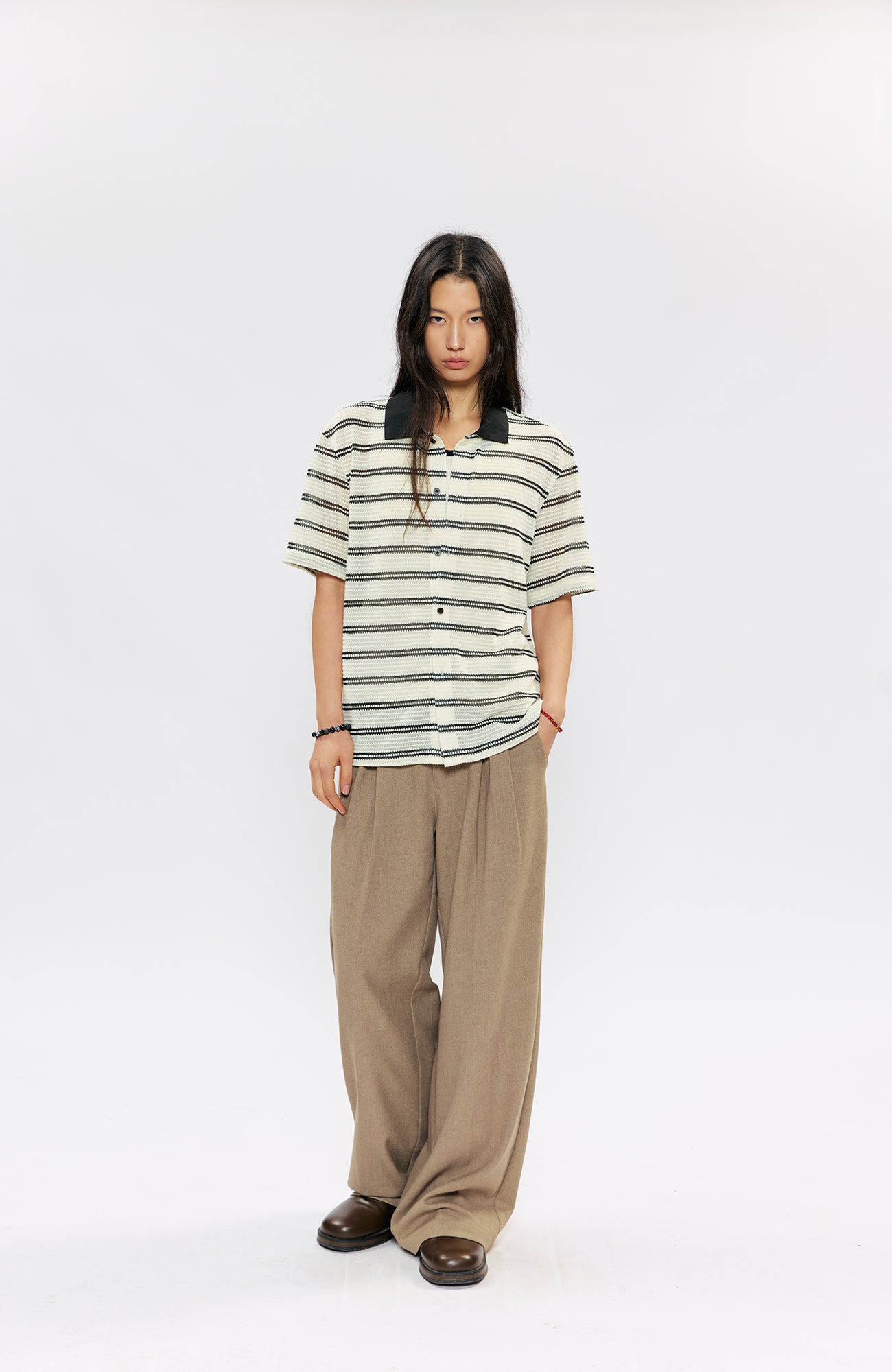 KREATE Stripe Knit Half Shirt, premium urban and streetwear designers apparel on PROJECTISR.com, KREATE