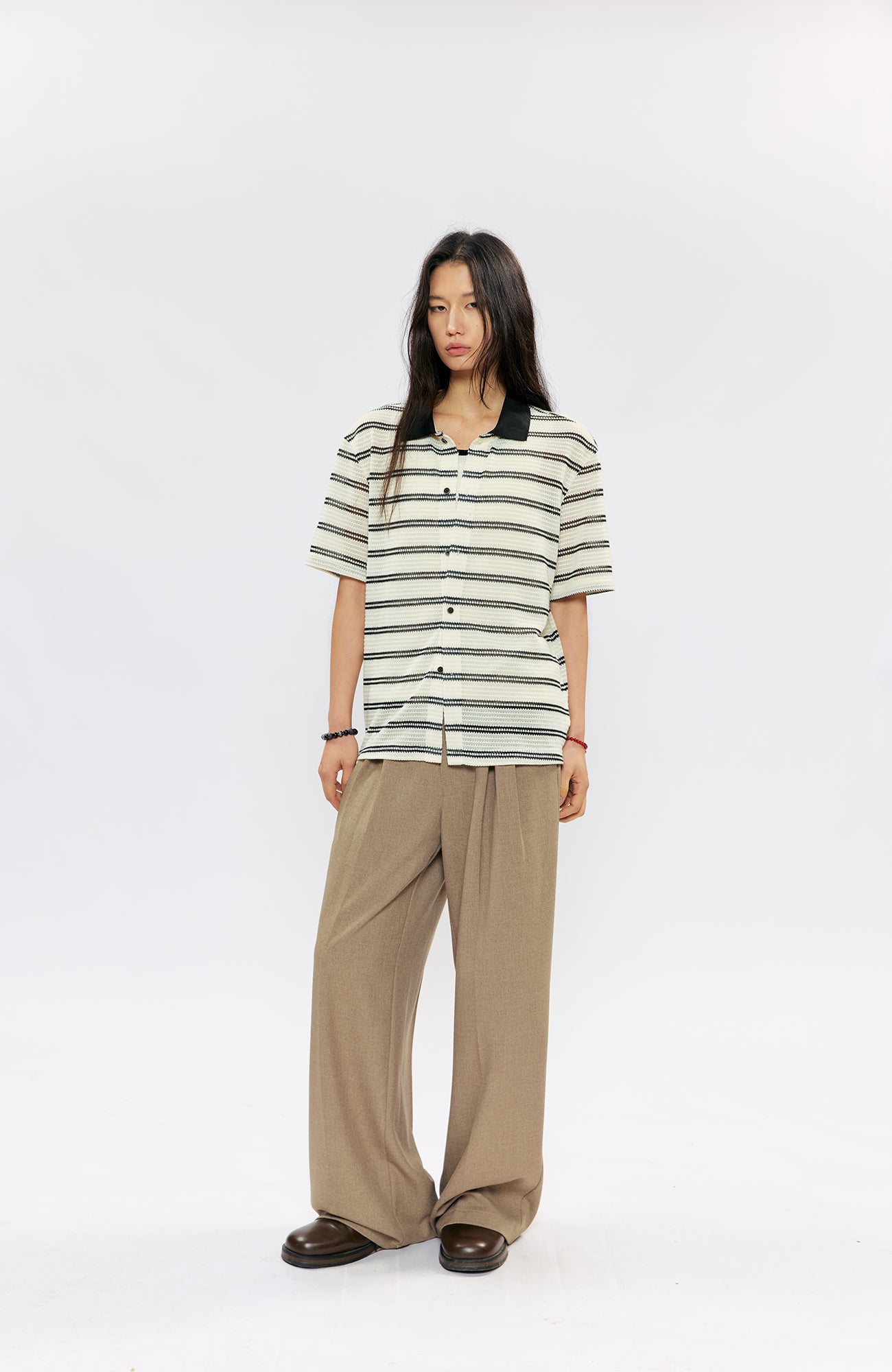 KREATE Stripe Knit Half Shirt, premium urban and streetwear designers apparel on PROJECTISR.com, KREATE