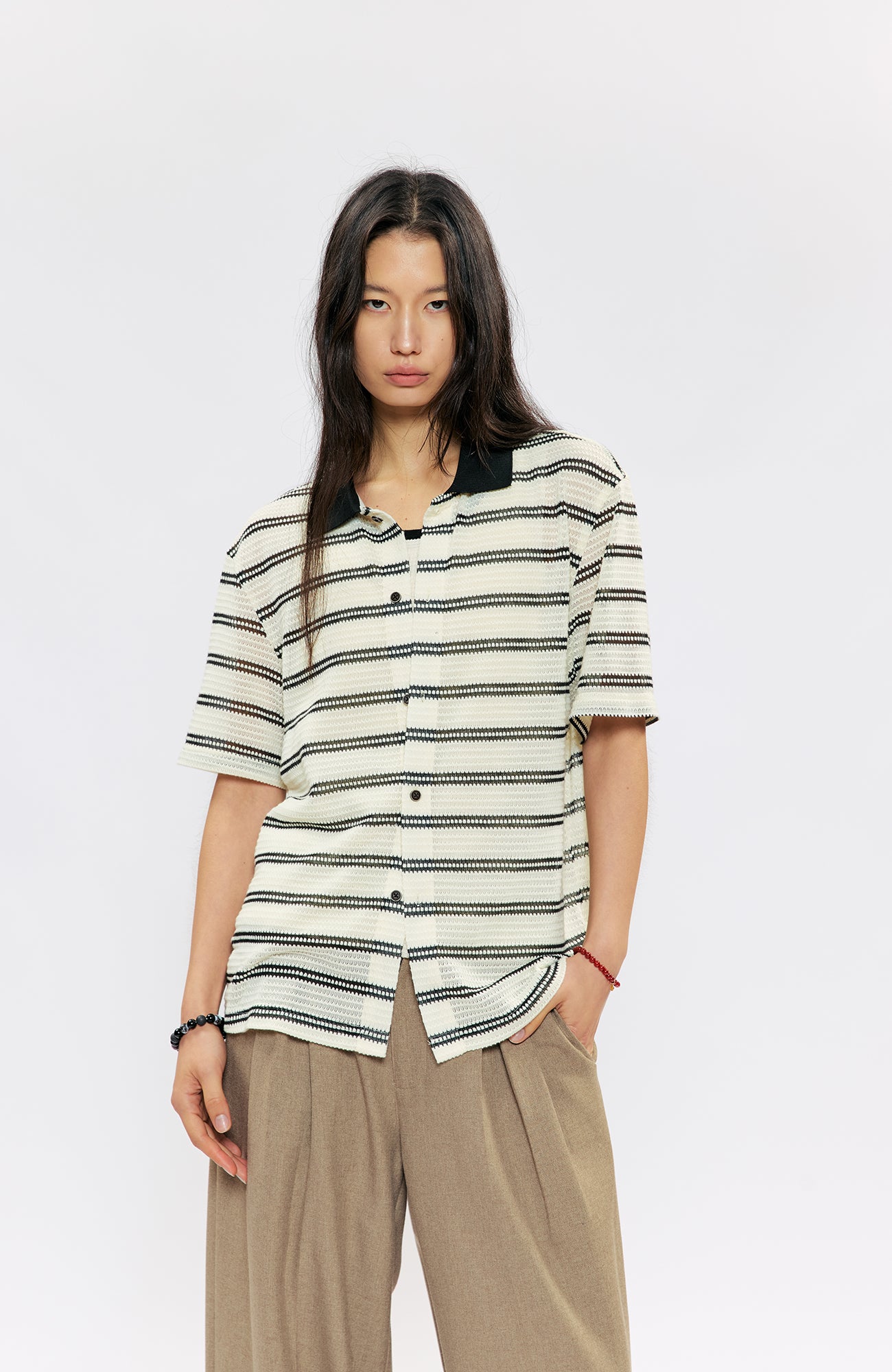 KREATE Stripe Knit Half Shirt, premium urban and streetwear designers apparel on PROJECTISR.com, KREATE