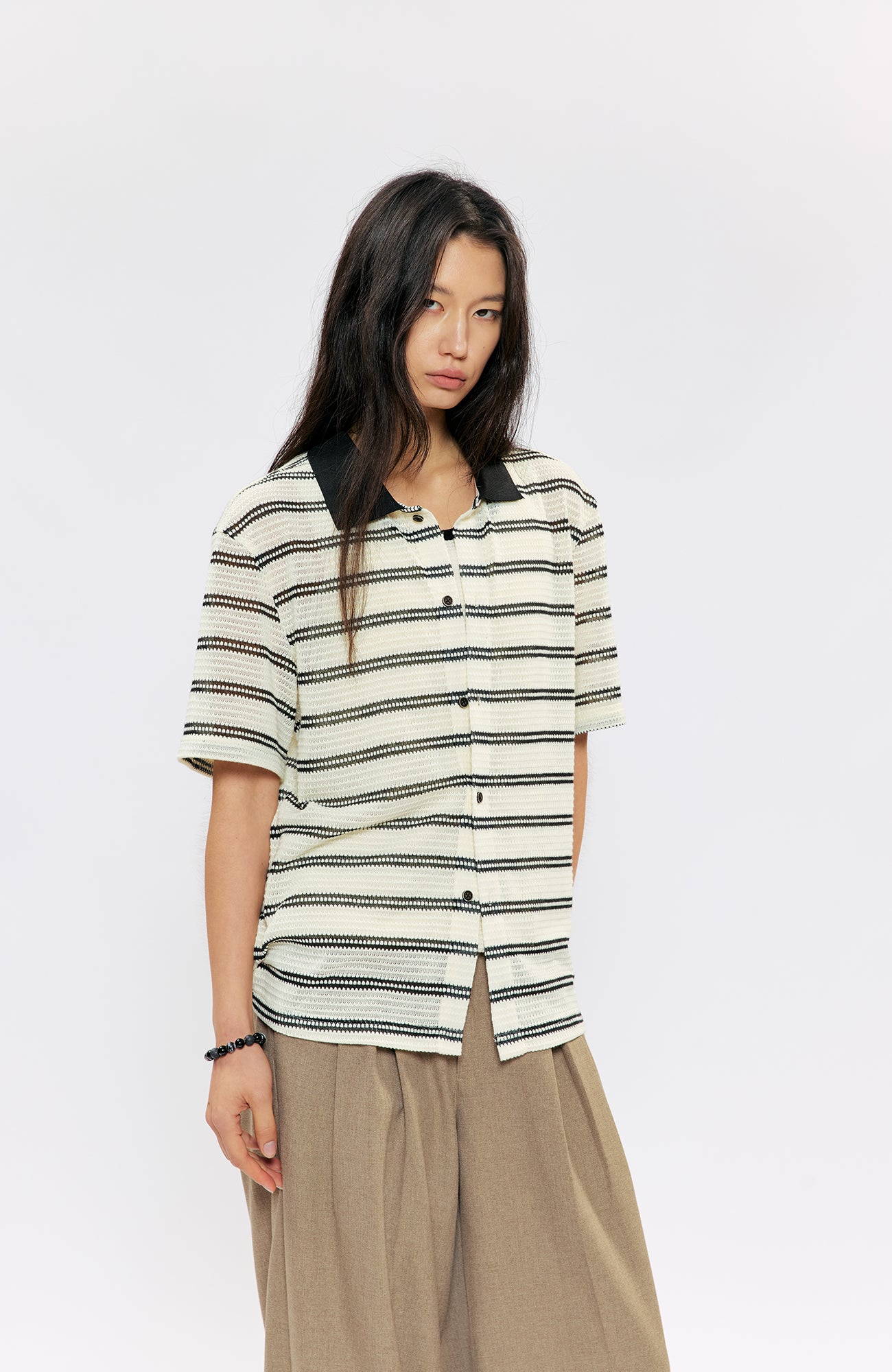 KREATE Stripe Knit Half Shirt, premium urban and streetwear designers apparel on PROJECTISR.com, KREATE