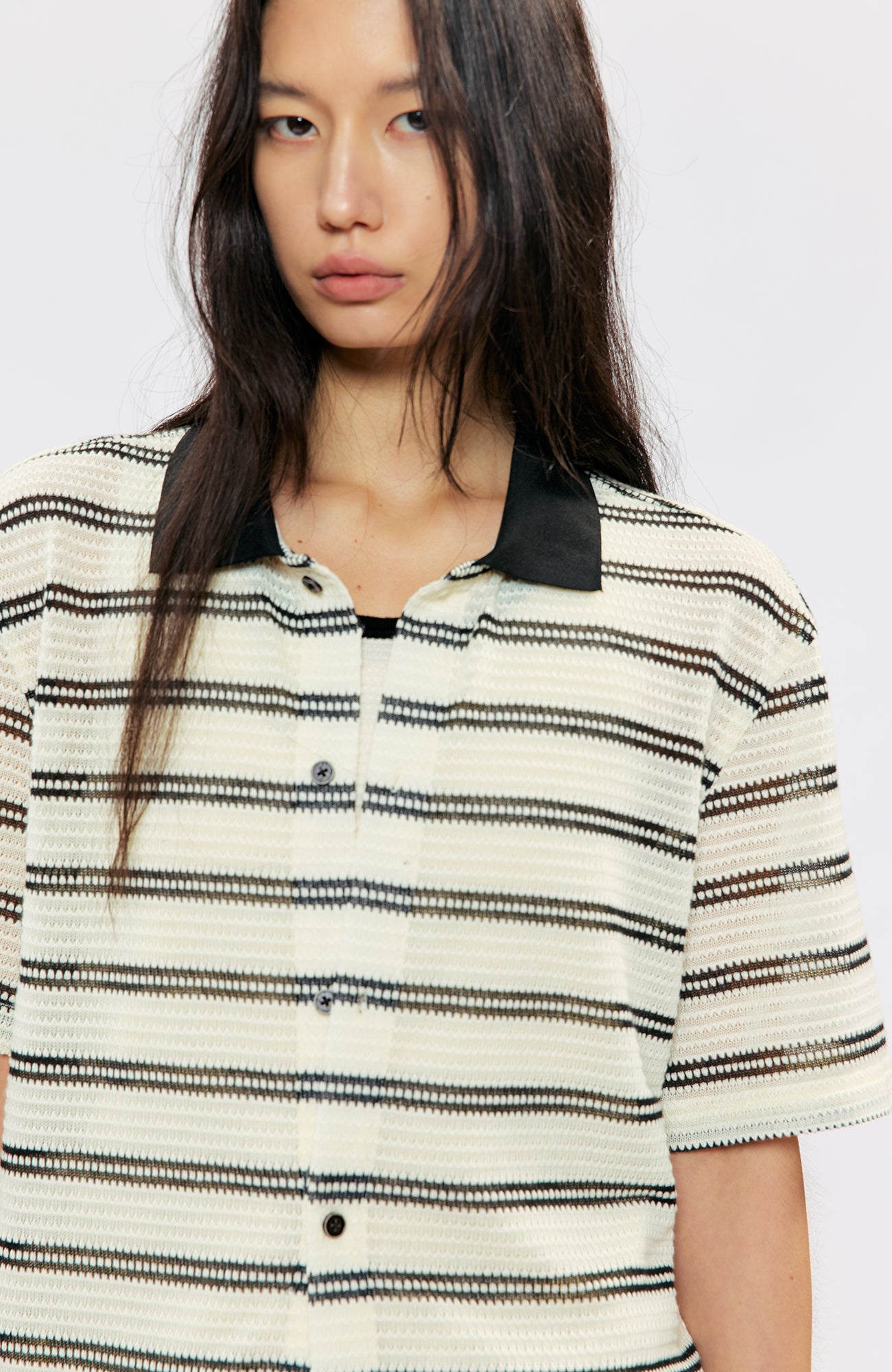 KREATE Stripe Knit Half Shirt, premium urban and streetwear designers apparel on PROJECTISR.com, KREATE