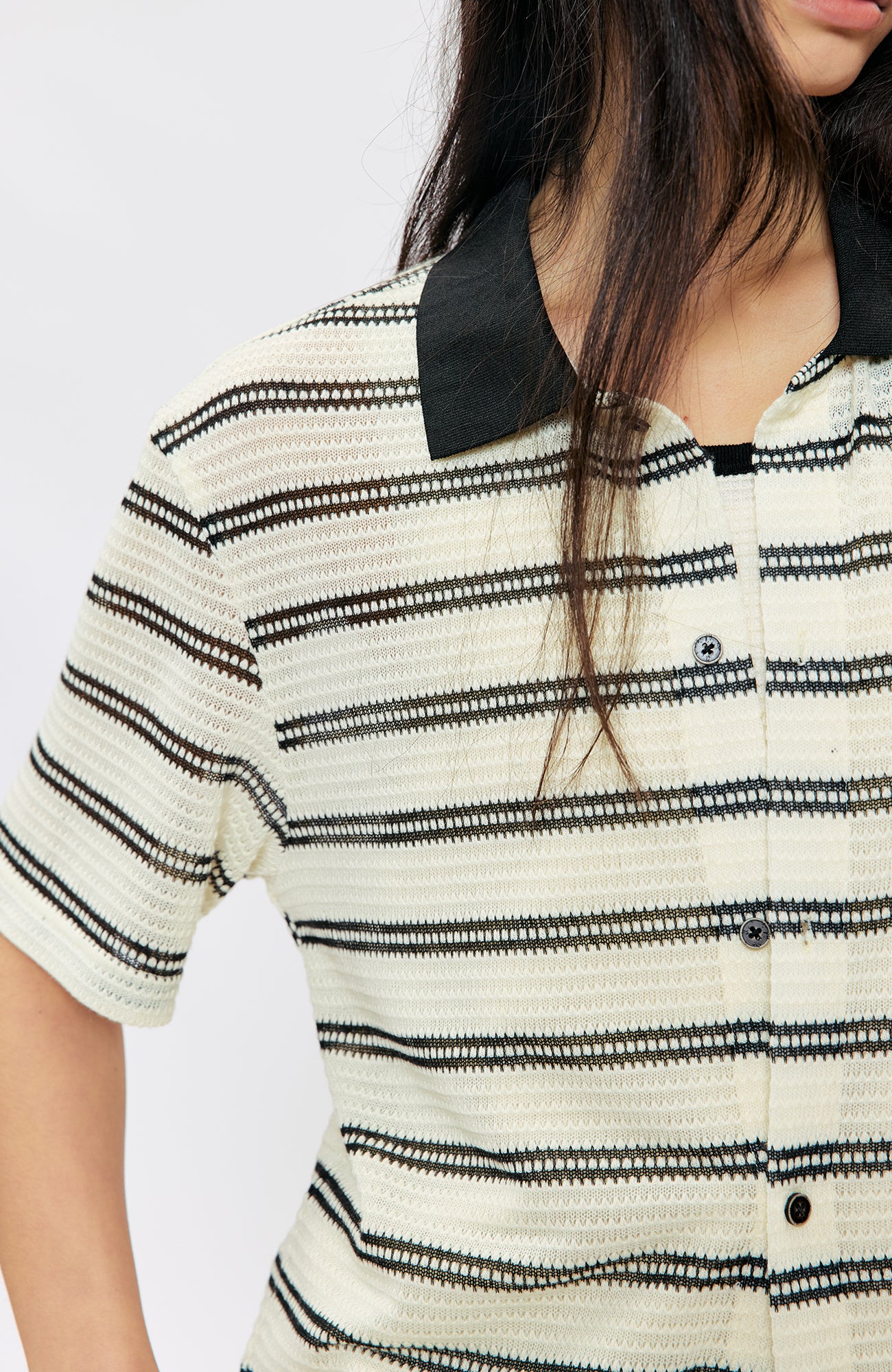 KREATE Stripe Knit Half Shirt, premium urban and streetwear designers apparel on PROJECTISR.com, KREATE