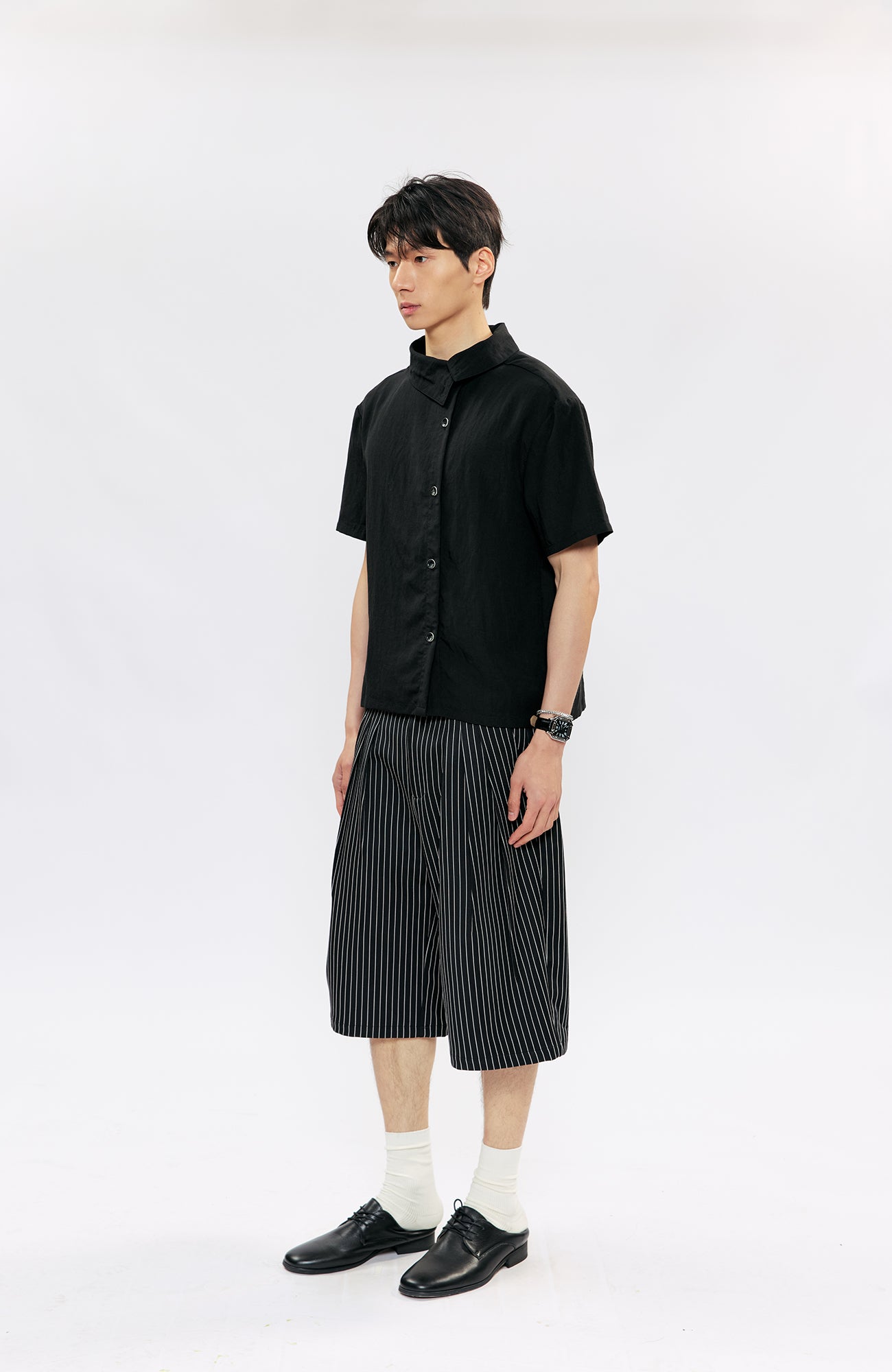 KREATE Pinstripe Pleated Suit Shorts, premium urban and streetwear designers apparel on PROJECTISR.com, KREATE