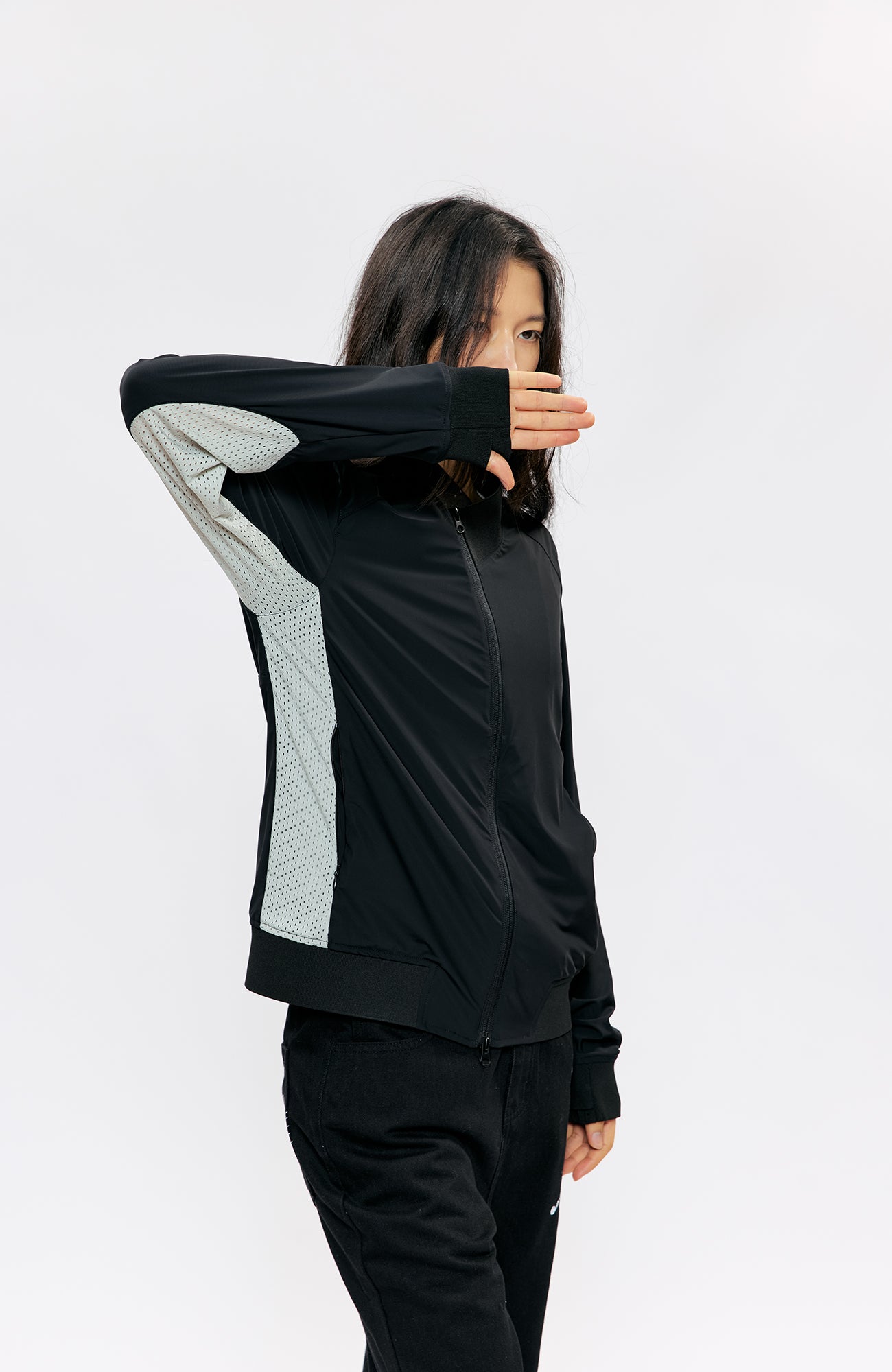 KREATE Asymmetric Zip Slim Sun Shield Jacket, premium urban and streetwear designers apparel on PROJECTISR.com, KREATE