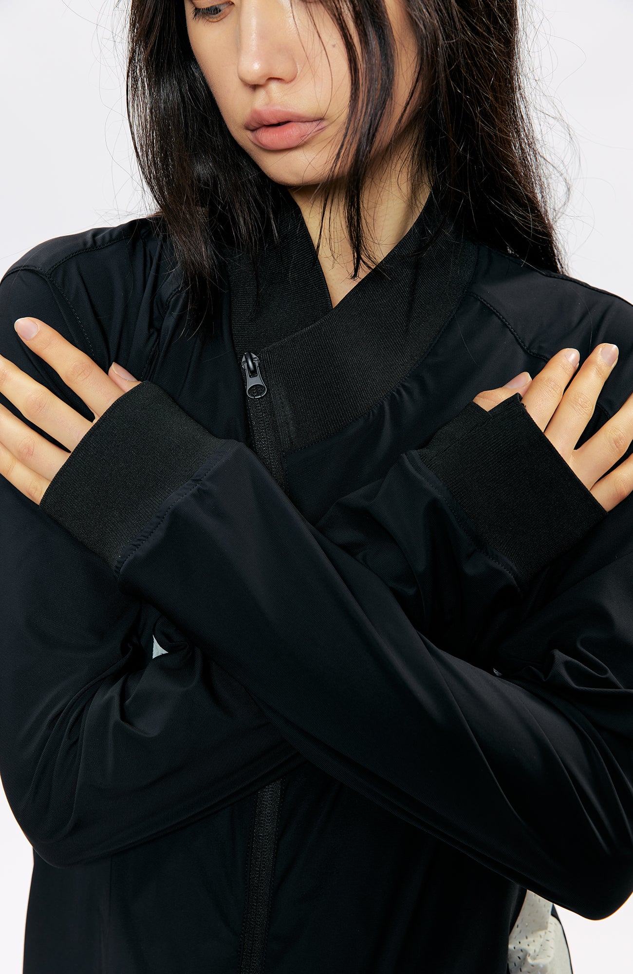 KREATE Asymmetric Zip Slim Sun Shield Jacket, premium urban and streetwear designers apparel on PROJECTISR.com, KREATE