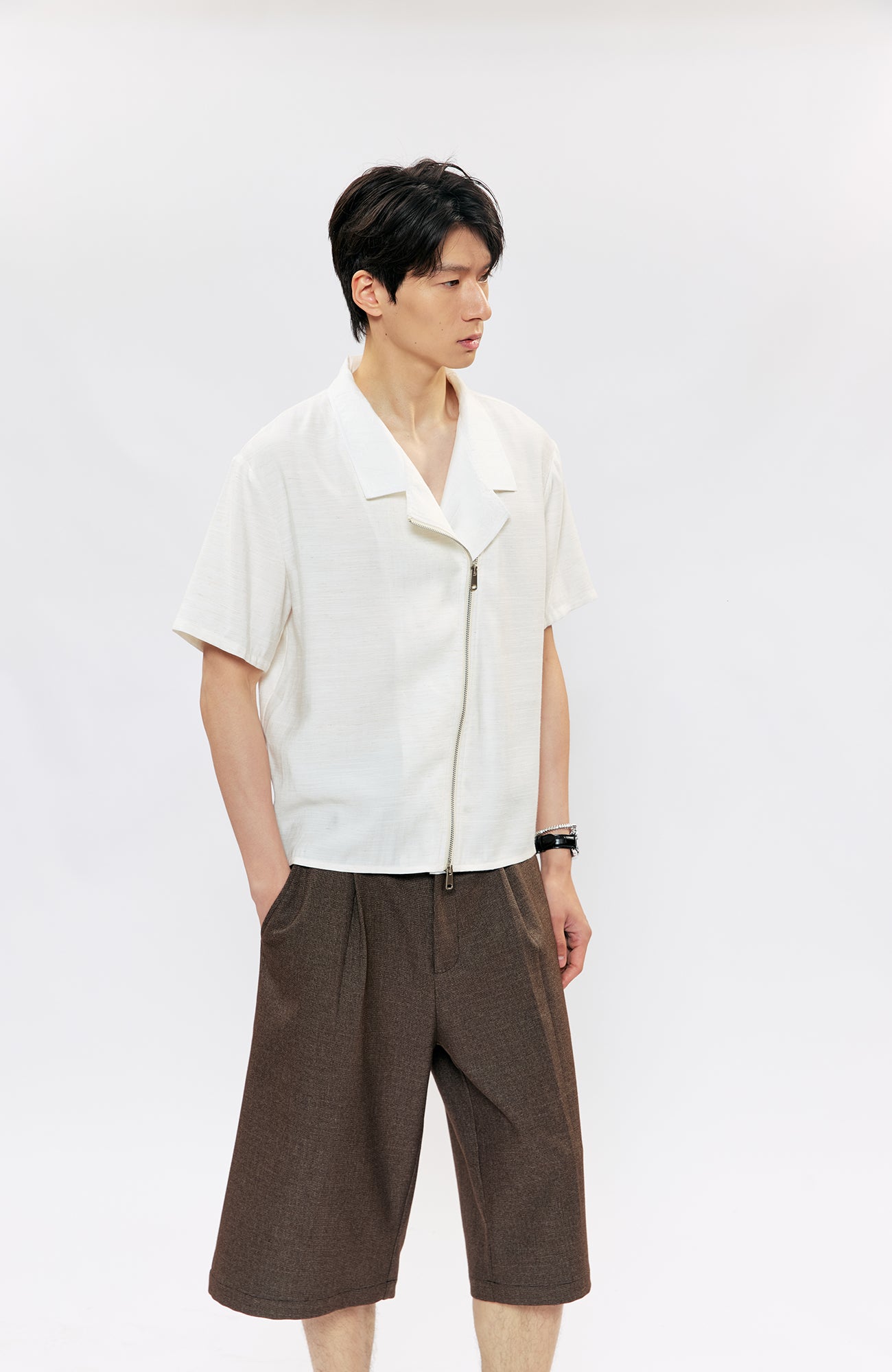 KREATE Asymmetric Zip Short-Sleeve Shirt, premium urban and streetwear designers apparel on PROJECTISR.com, KREATE