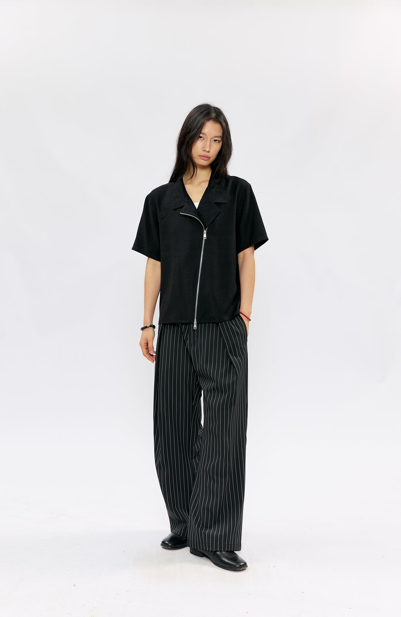 KREATE Asymmetric Zip Short-Sleeve Shirt, premium urban and streetwear designers apparel on PROJECTISR.com, KREATE