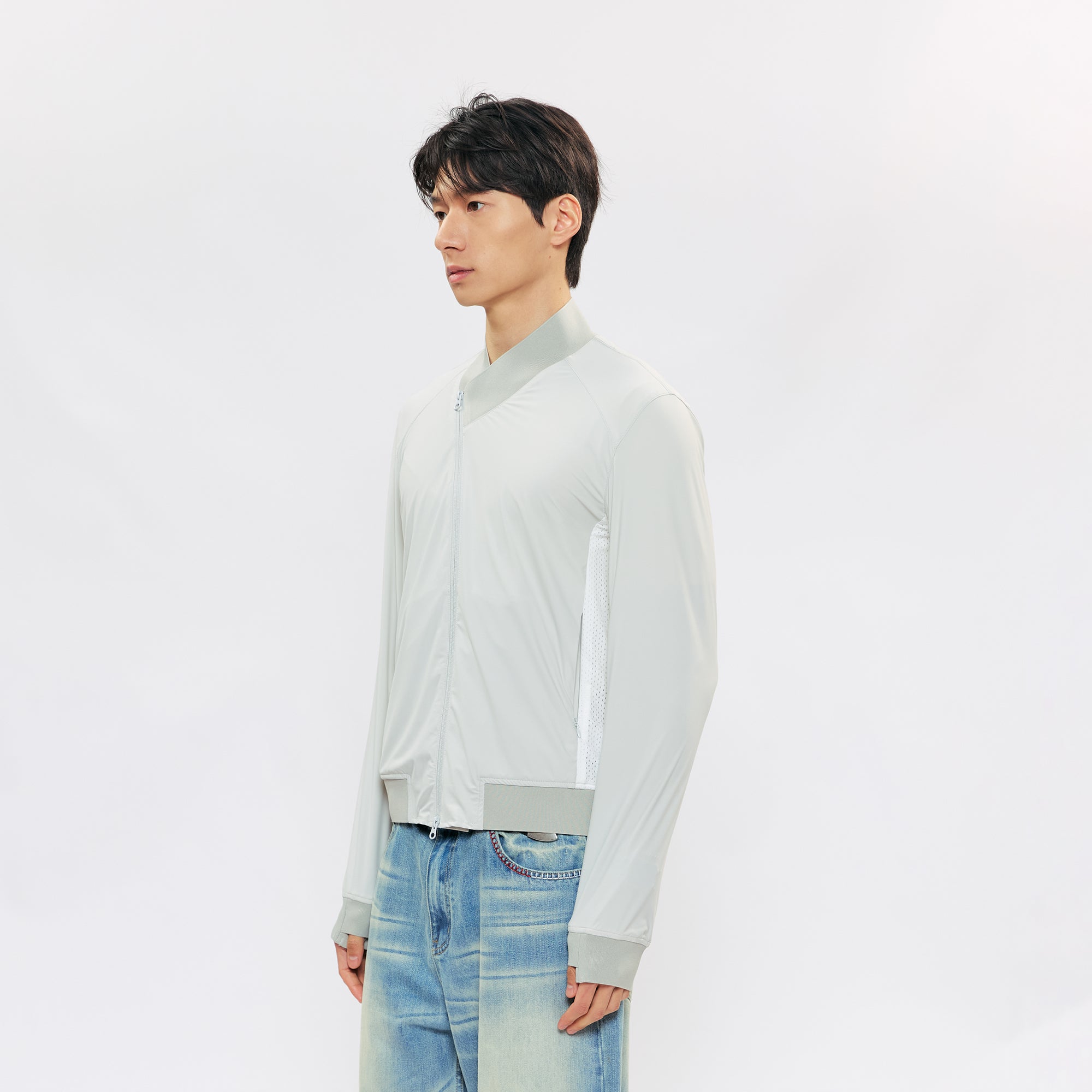 KREATE Asymmetric Zip Slim Sun Shield Jacket, premium urban and streetwear designers apparel on PROJECTISR.com, KREATE