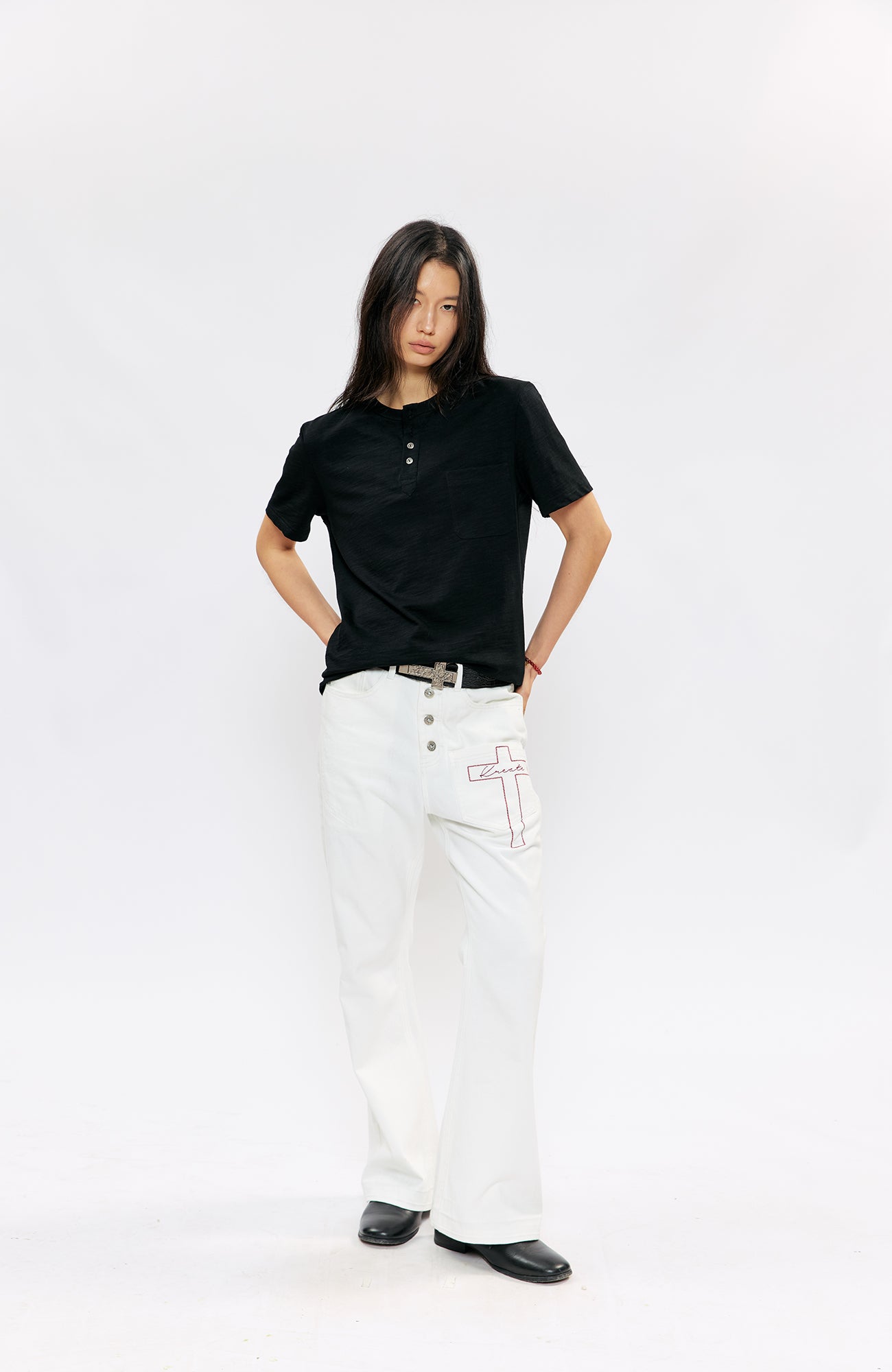KREATE Cross-Stitch Henley T-Shirt, premium urban and streetwear designers apparel on PROJECTISR.com, KREATE