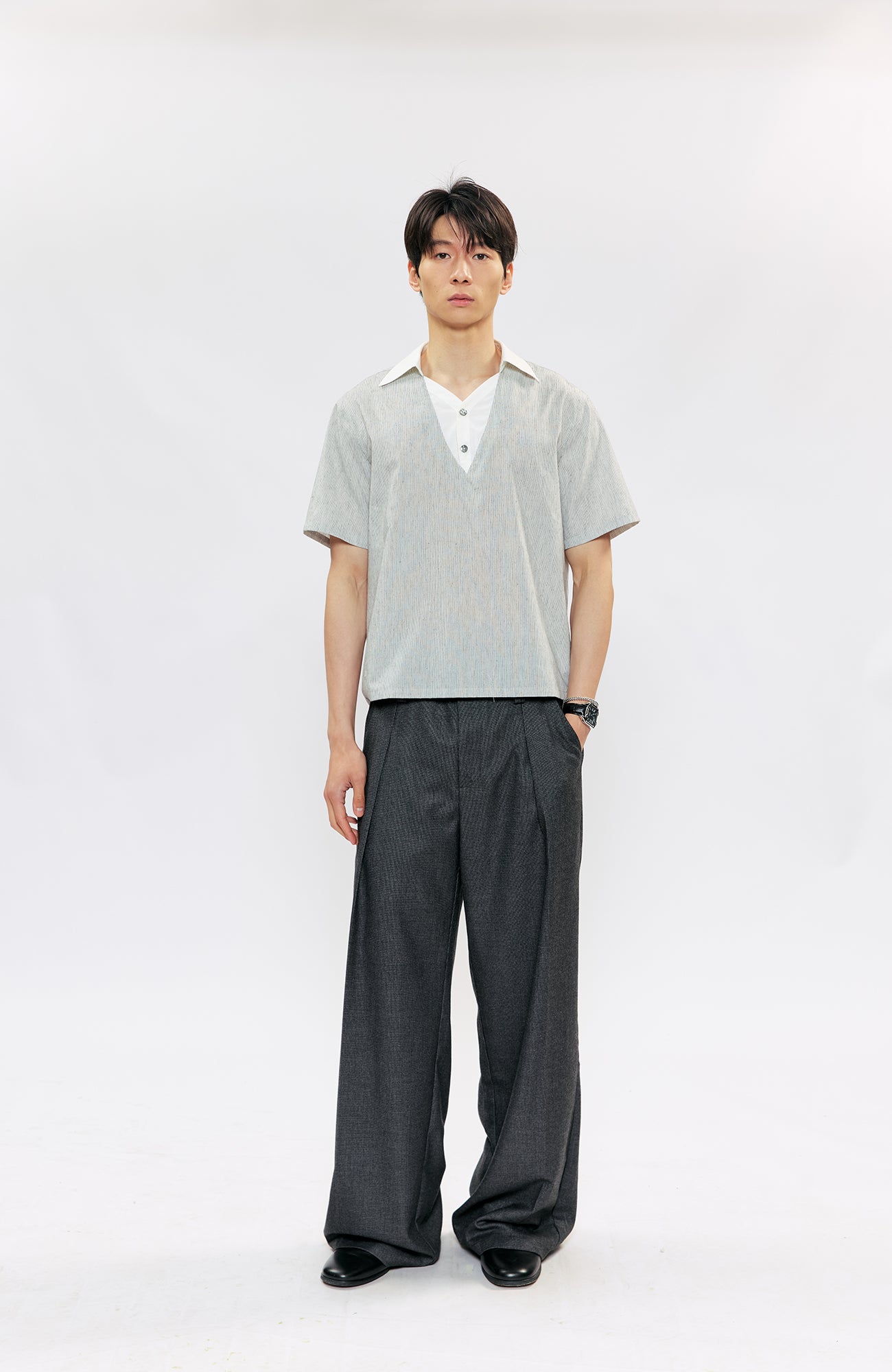 KREATE Layered V-Neck Collared T-Shirt, premium urban and streetwear designers apparel on PROJECTISR.com, KREATE